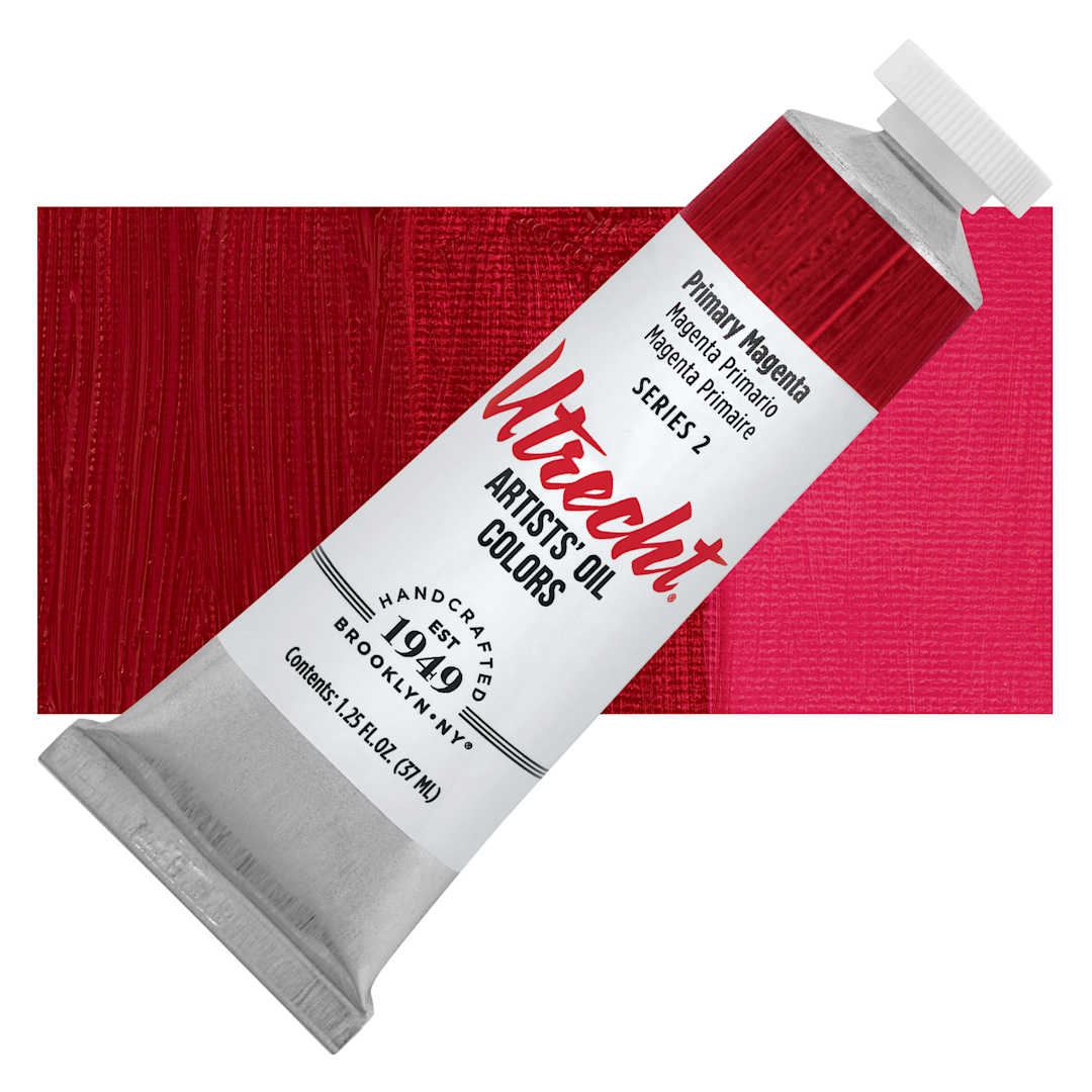 Open in modal - Utrecht Artists' Oil Paint - Primary Magenta, 37 ml tube with swatch