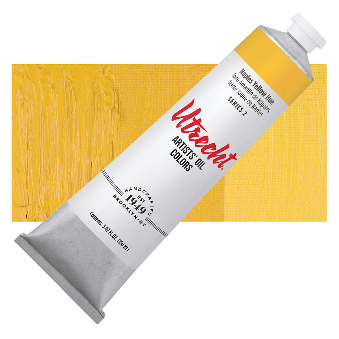Open in modal - Utrecht Artists' Oil Paint - Naples Yellow Hue, 150 ml tube and swatch