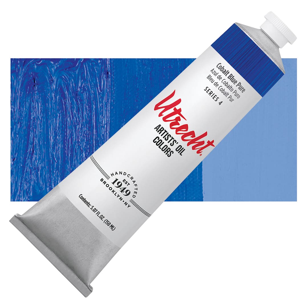 Open in modal - Utrecht Artists' Oil Paint - Cobalt Blue, 150 ml, Tube and swatch