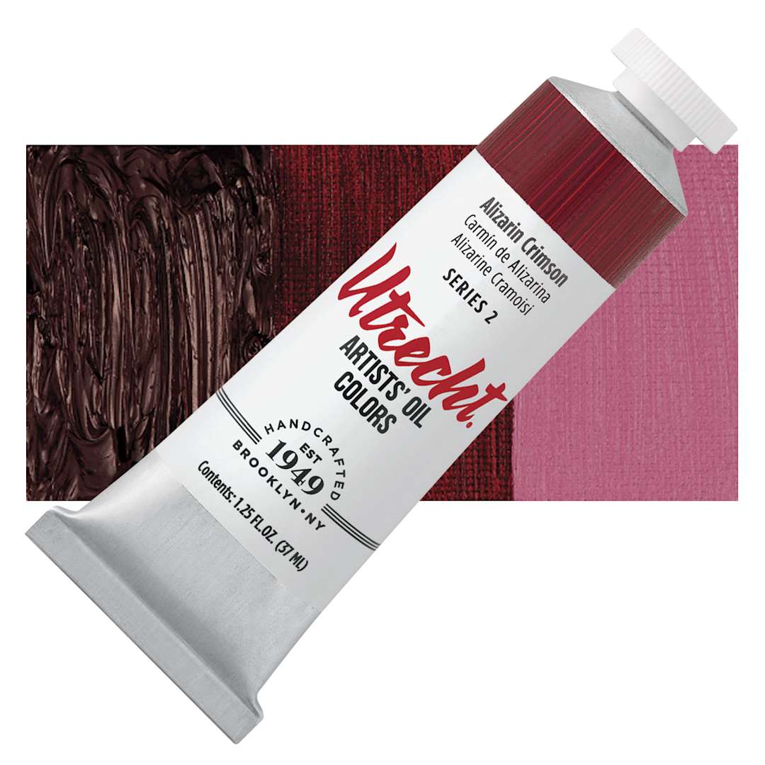 Open in modal - Utrecht Artists' Oil Paint - Alizarin Crimson, 37 ml tube and swatch