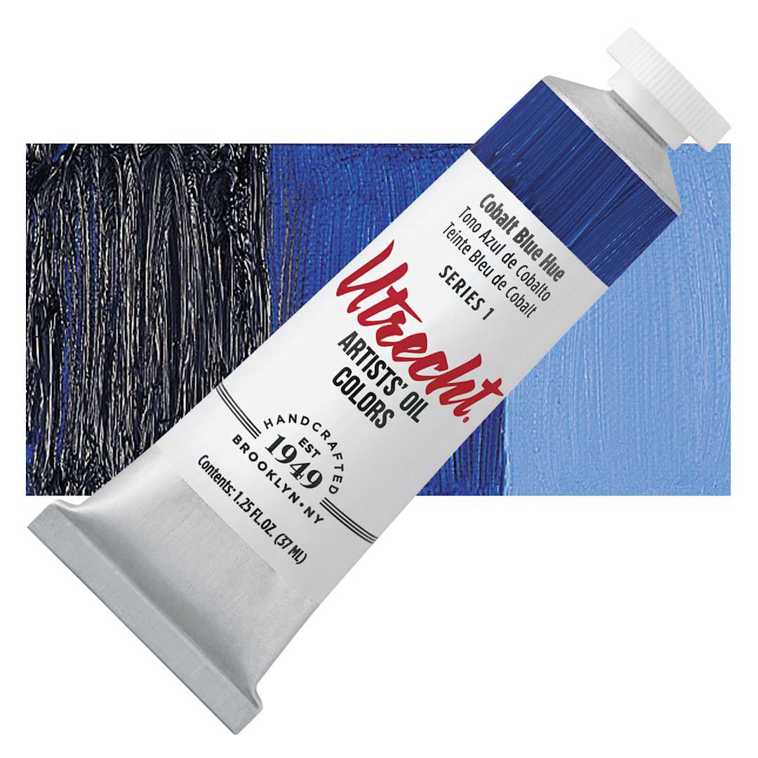 Open in modal - Utrecht Artists' Oil Paint - Cobalt Blue Hue, 37 ml tube and swatch