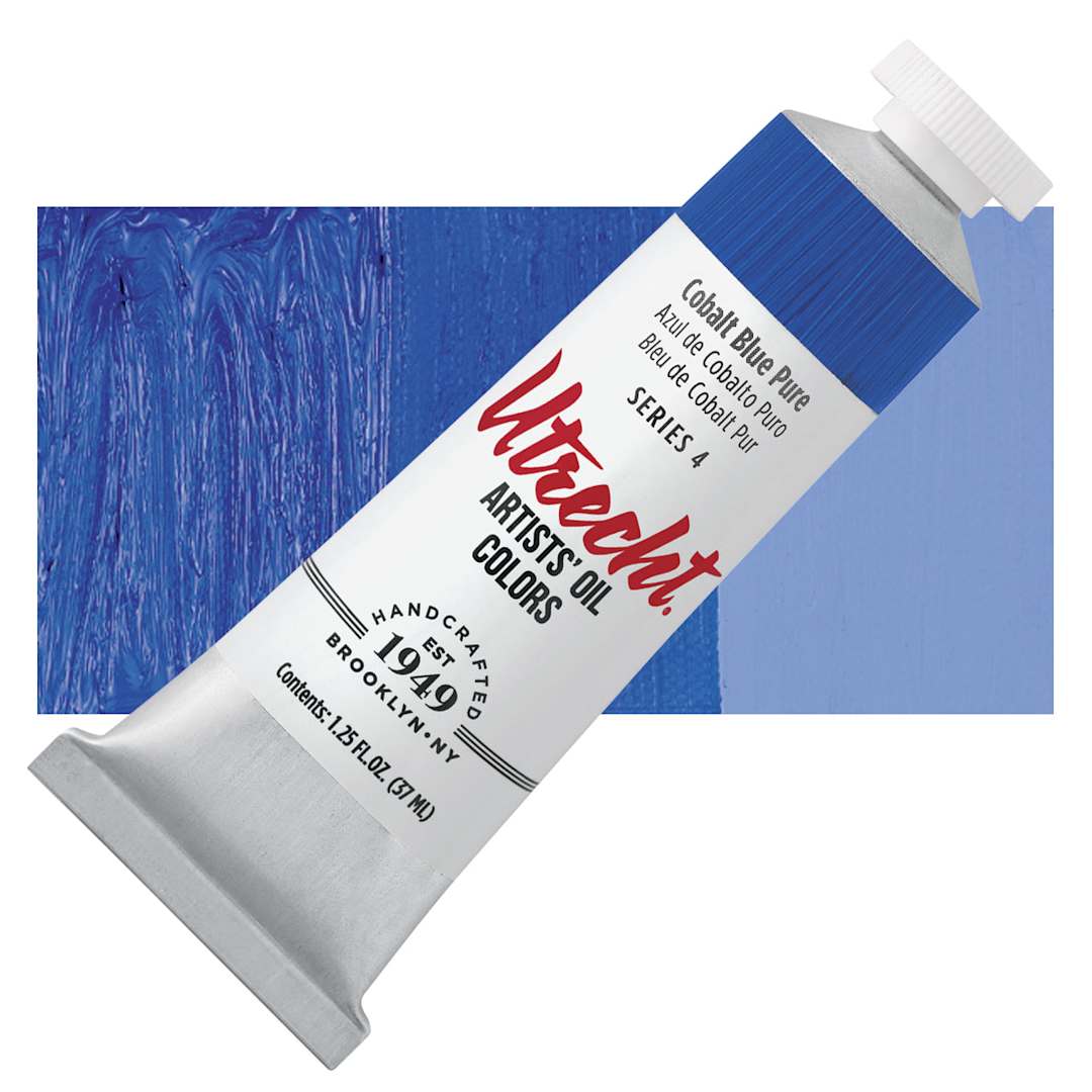 Open in modal - Utrecht Artists' Oil Paint - Cobalt Blue, 37 ml, Tube and swatch