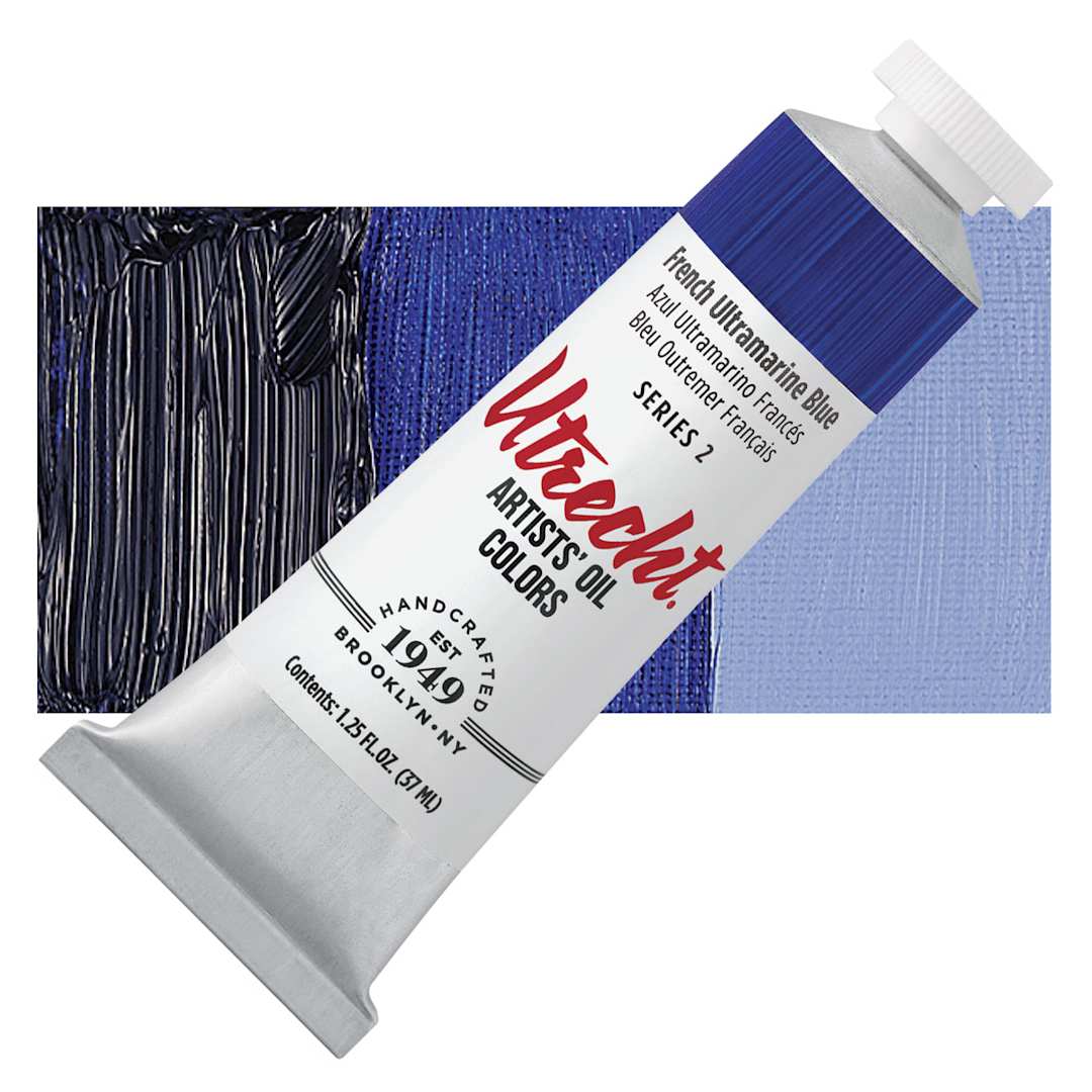 Open in modal - Utrecht Artists' Oil Paint - French Ultramarine, 37 ml tube and swatch