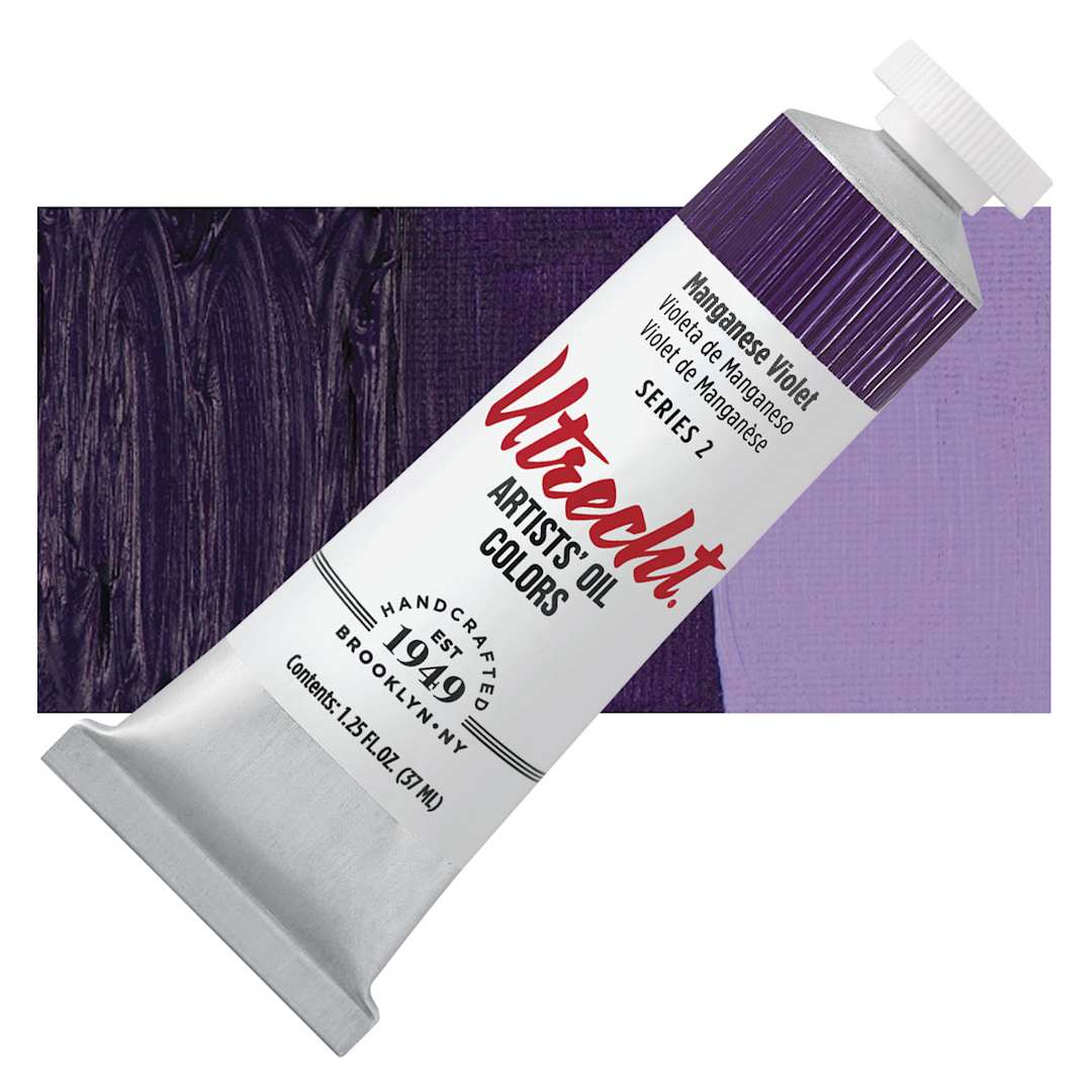 Open in modal - Utrecht Artists' Oil Paint - Manganese Violet, 37 ml tube and swatch
