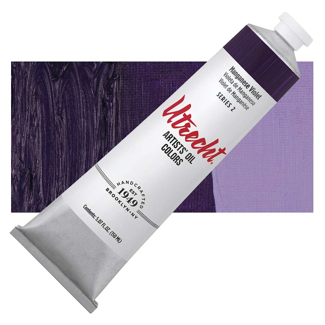 Open in modal - Utrecht Artists' Oil Paint - Manganese Violet, 150 ml tube and swatch