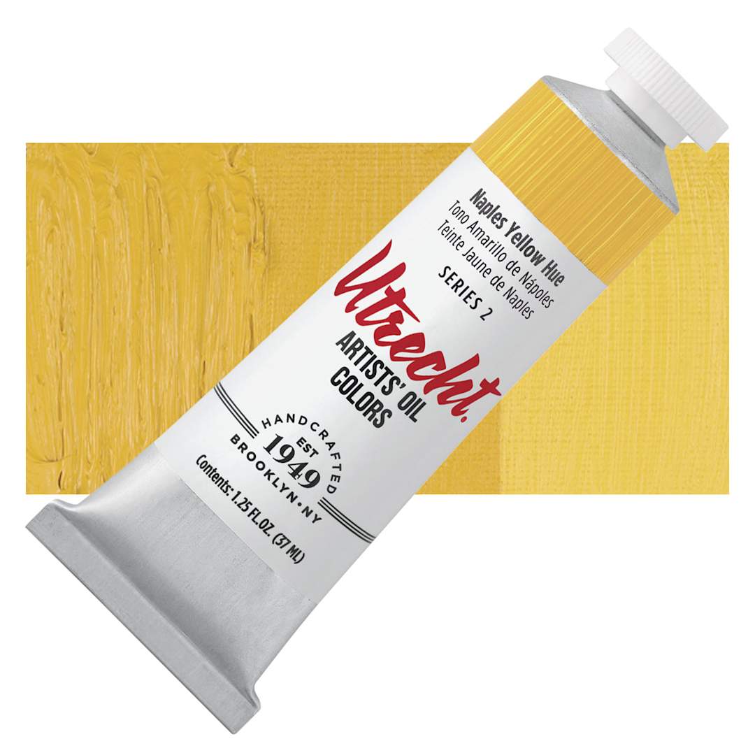 Open in modal - Utrecht Artists' Oil Paint - Naples Yellow Hue, 37 ml tube and swatch