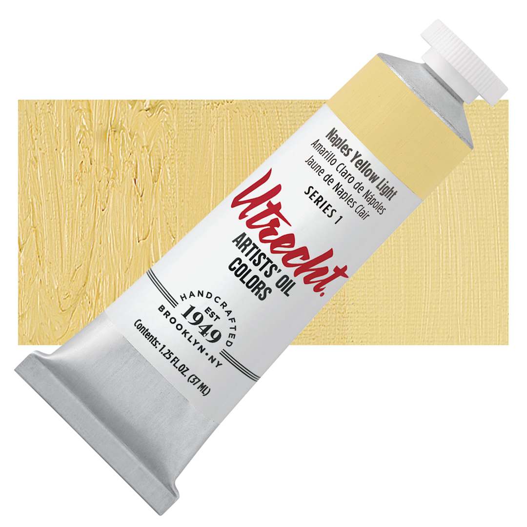 Open in modal - Utrecht Artists' Oil Paint - Naples Yellow Light, 37 ml tube and swatch