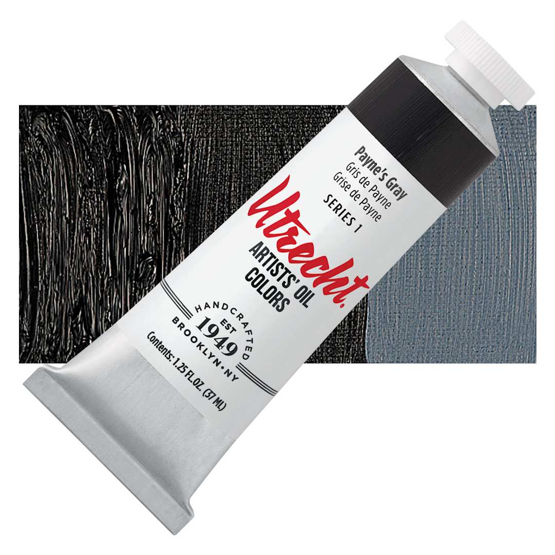 Open in modal - Utrecht Artists' Oil Paint - Payne's Gray, 37 ml tube and swatch