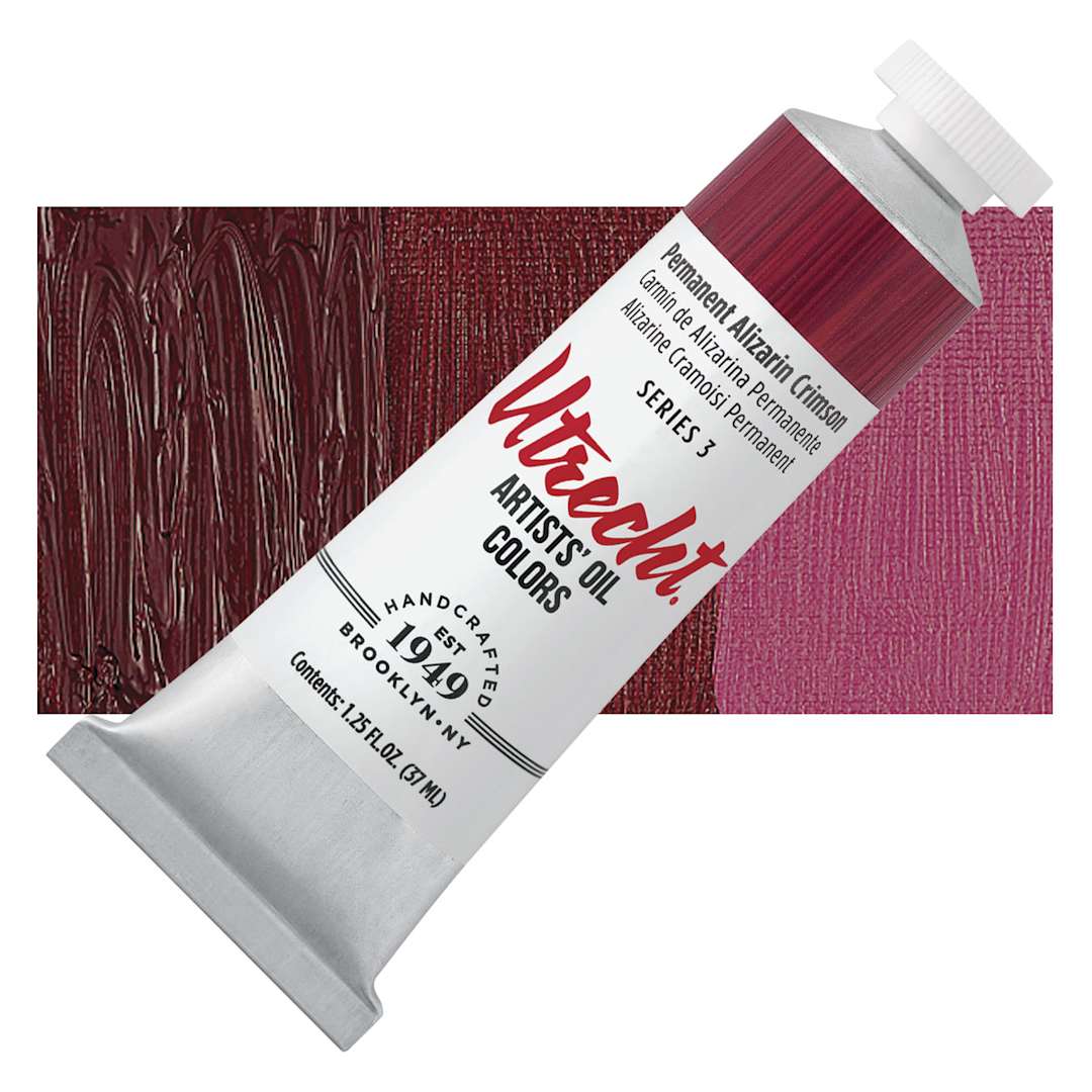 Open in modal - Utrecht Artists' Oil Paint - Permanent Alizarin Crimson, 37 ml tube and swatch