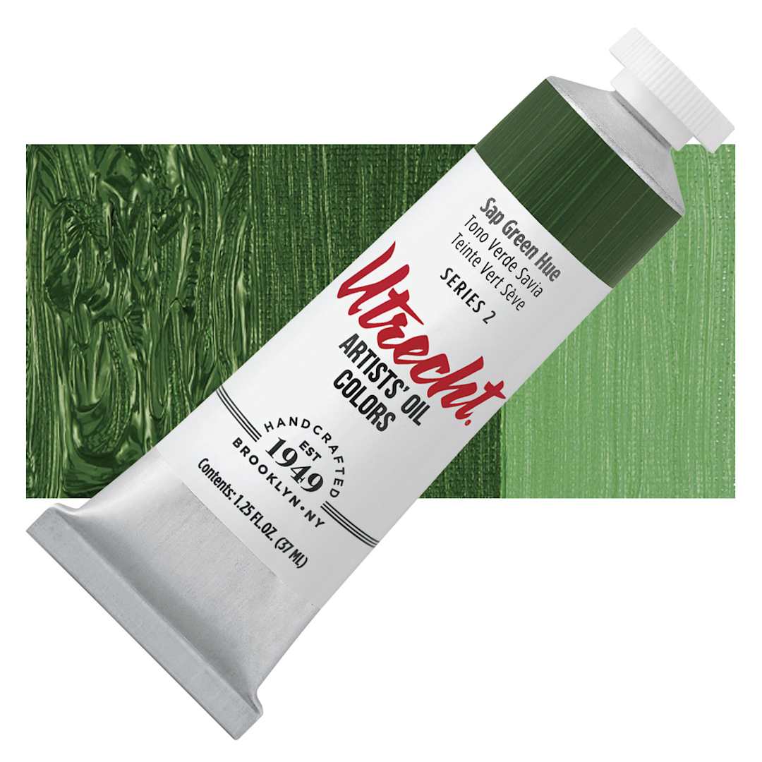Open in modal - Utrecht Artists' Oil Paint - Sap Green Hue, 37 ml tube and swatch