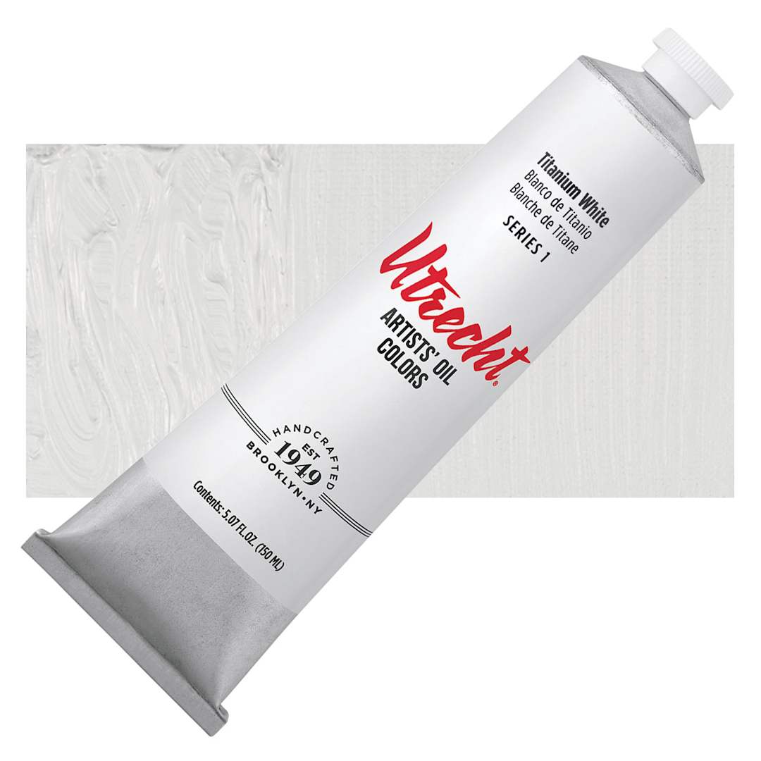 Open in modal - Utrecht Artists' Oil Paint - Titanium White, 150 ml tube and swatch