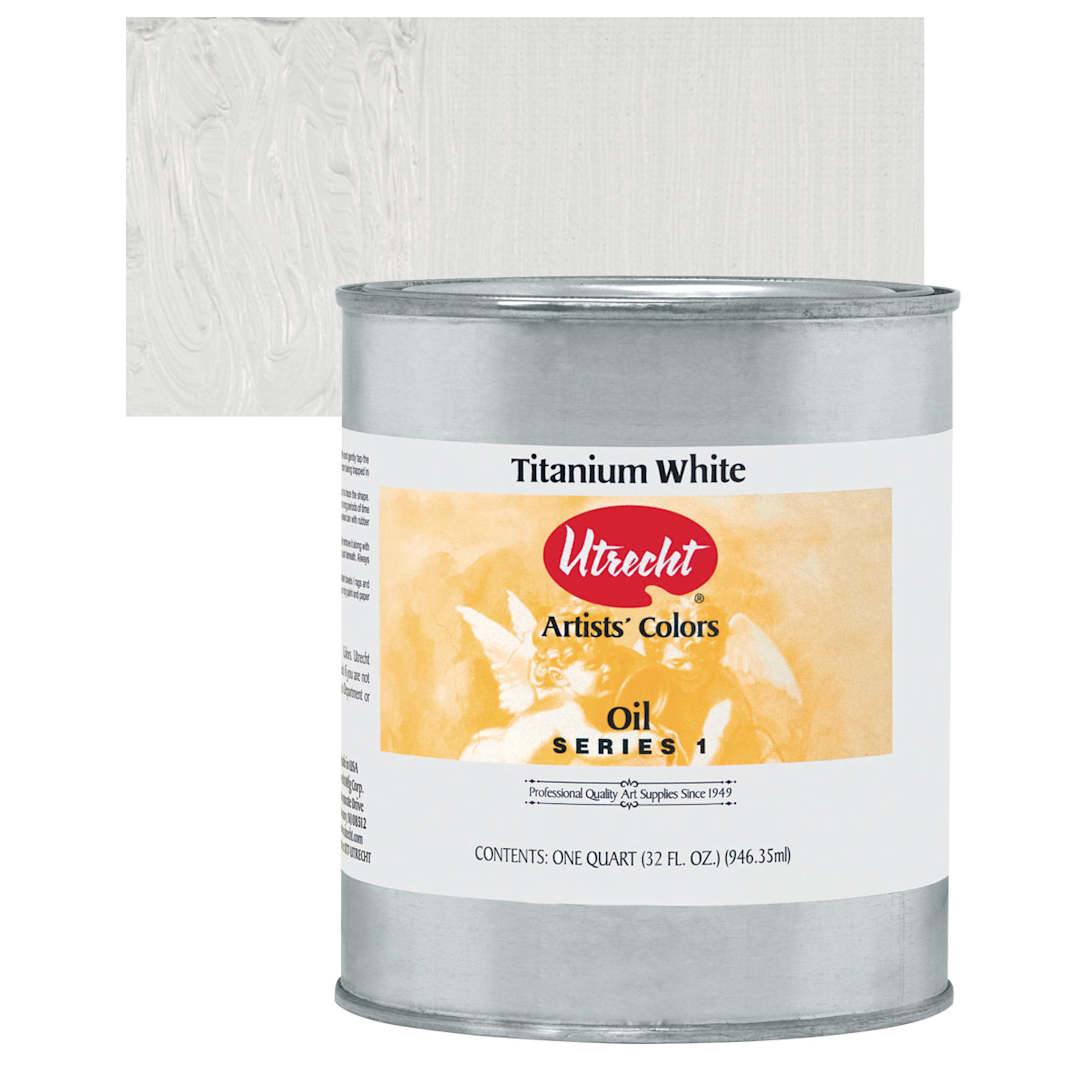 Open in modal - Utrecht Artists' Oil Paint - Titanium White, Quart and swatch