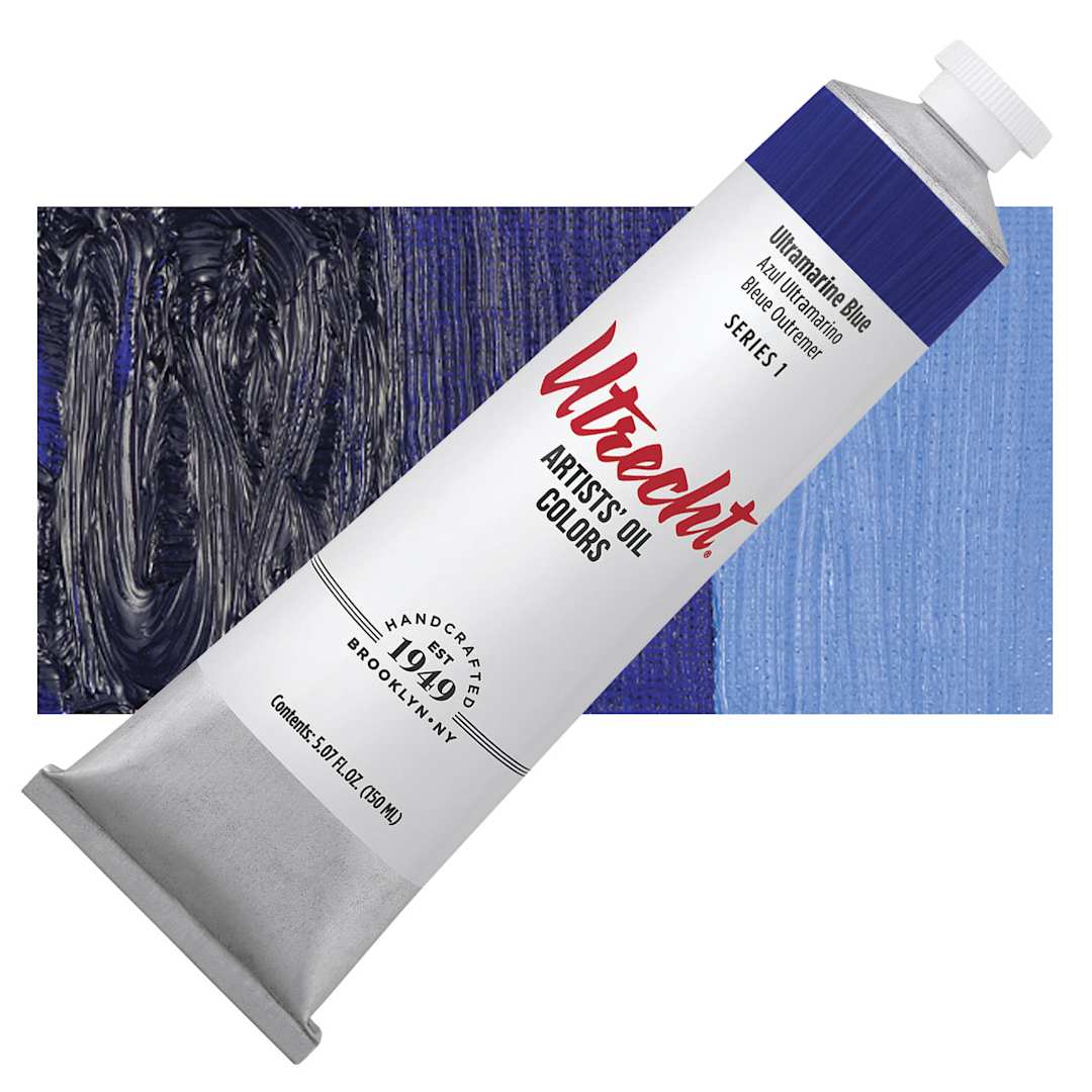 Open in modal - Utrecht Artists' Oil Paint - Ultramarine Blue, 150 ml tube and swatch