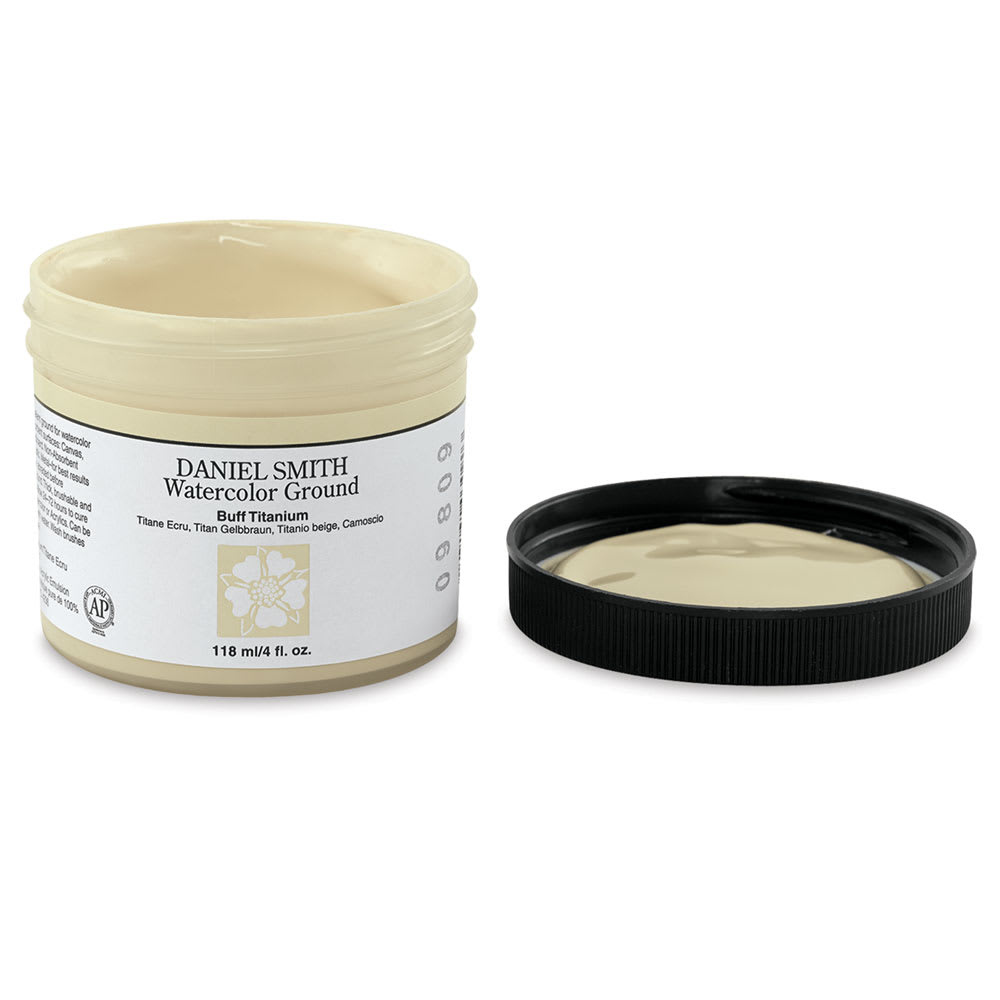 Open in modal - Daniel Smith Watercolor Ground - 4 oz Buff Titanium Jar shown open