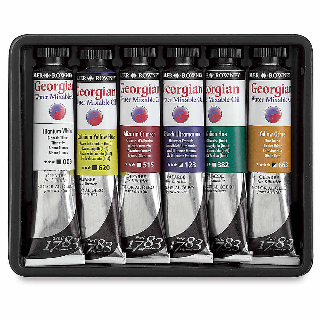 Open in modal - Water Mixable Oil Paint Sets - Starter Set of 6 20 ml Tubes in tray