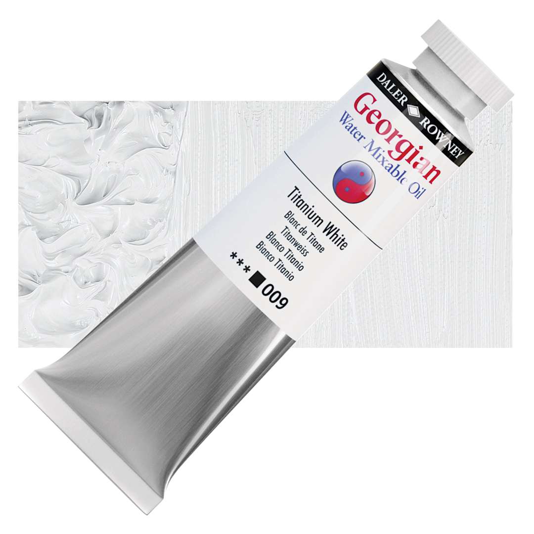 Open in modal - Georgian Water Mixable Oil - Titanium White, 37 ml tube and swatch