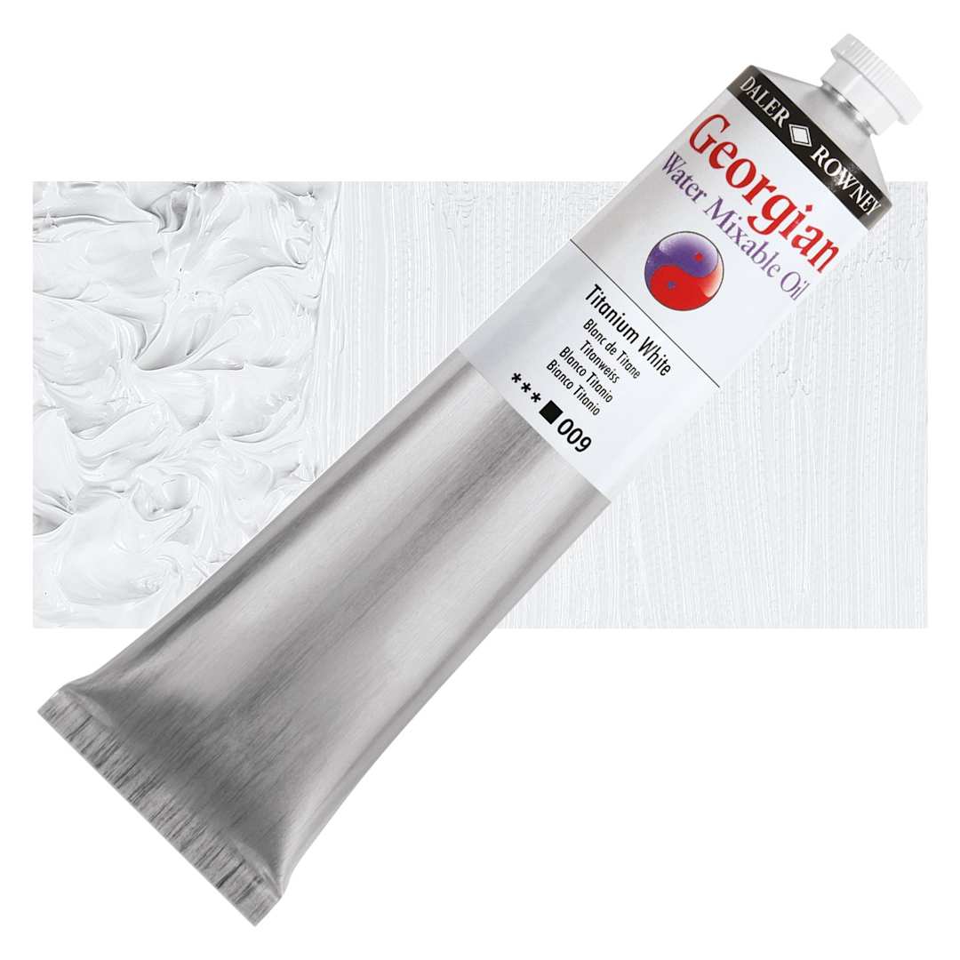 Open in modal - Georgian Water Mixable Oil - Titanium White, 200 ml tube and swatch