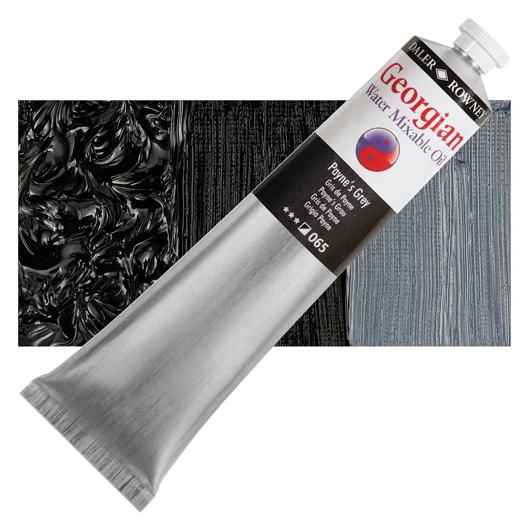 Open in modal - Georgian Water Mixable Oil - Payne's Grey, 200 ml tube and swatch