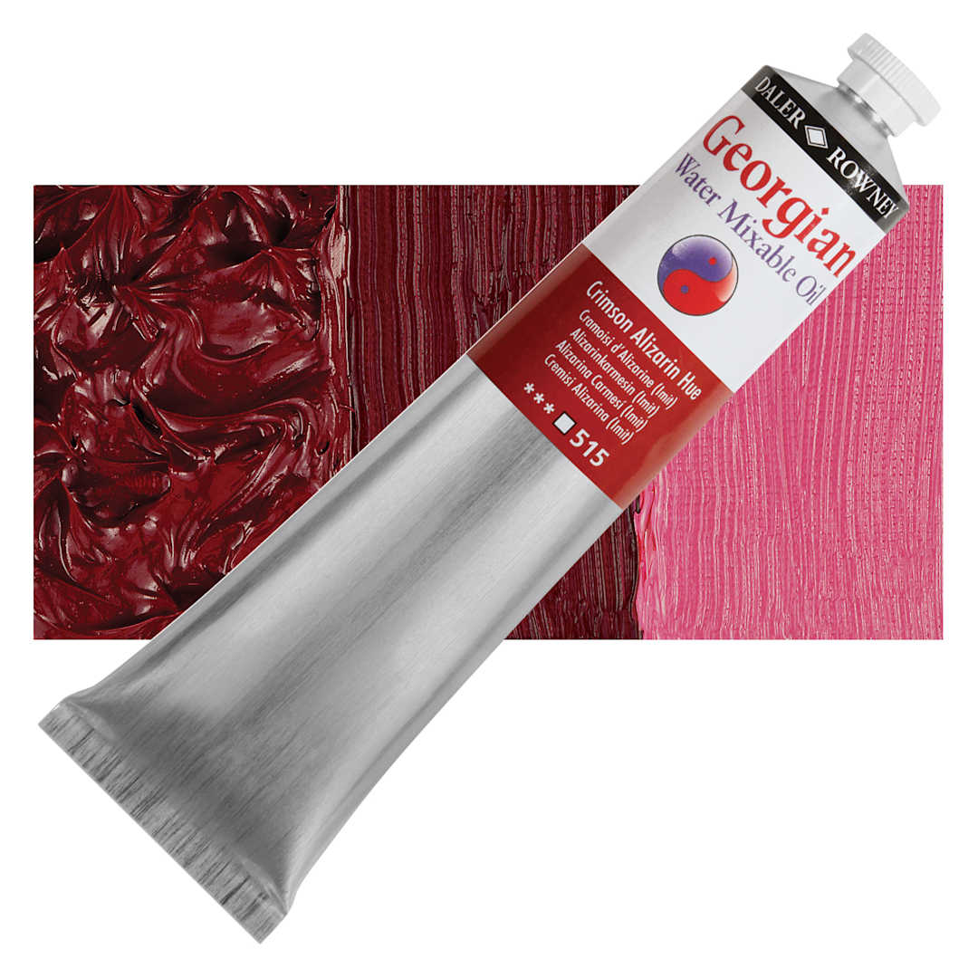 Open in modal - Georgian Water Mixable Oil - Crimson Alizarin Hue, 200 ml tube and swatch