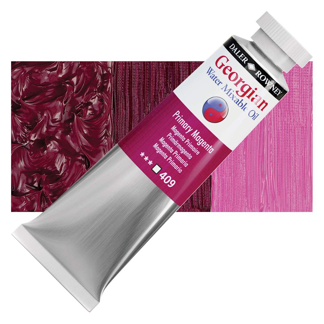 Open in modal - Georgian Water Mixable Oil - Primary Magenta, 37 ml tube and swatch