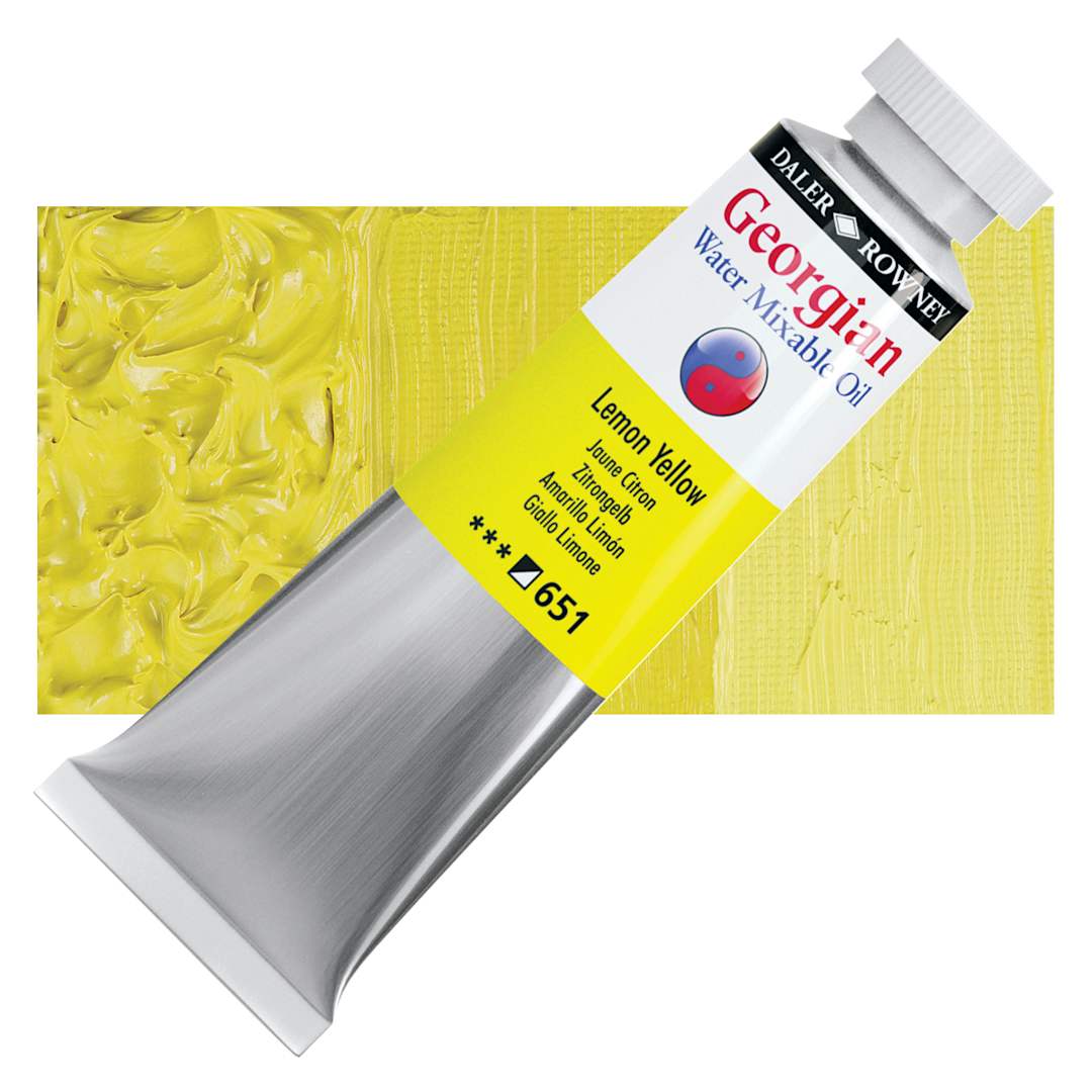 Open in modal - Georgian Water Mixable Oil - Lemon Yellow, 37 ml tube and swatch