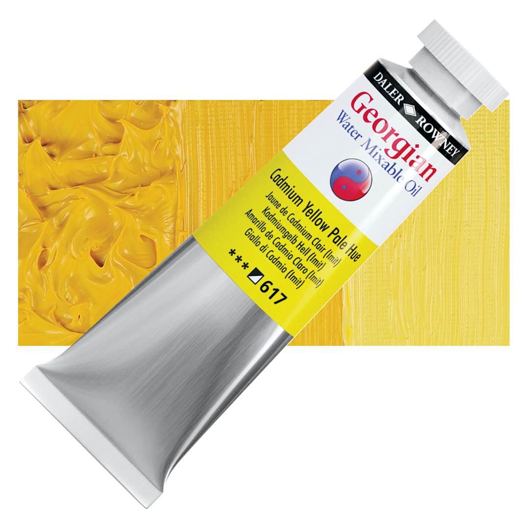 Open in modal - Georgian Water Mixable Oil - Cadmium Yellow Pale Hue, 37 ml tube and swatch