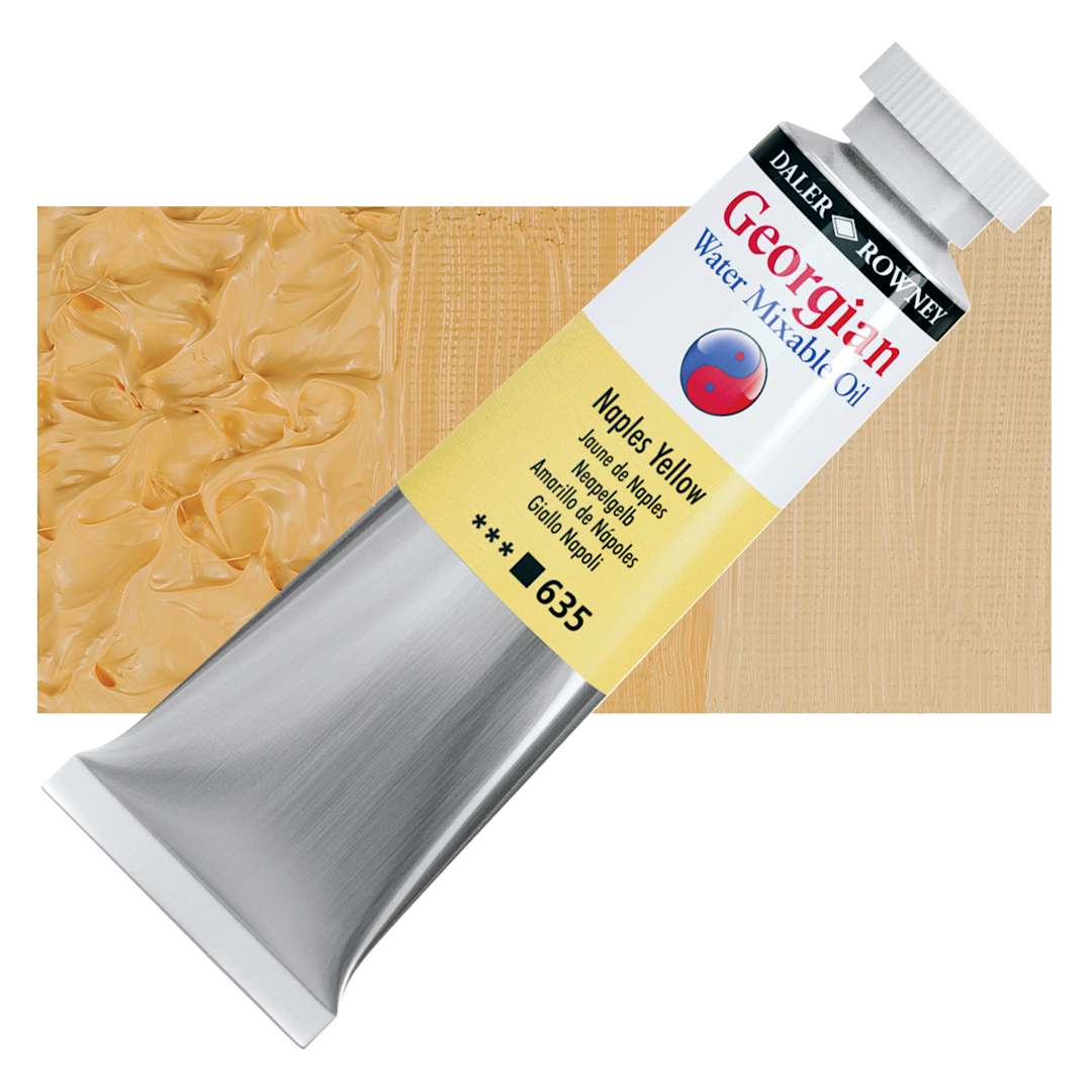 Open in modal - Georgian Water Mixable Oil - Naples Yellow, 37 ml tube and swatch