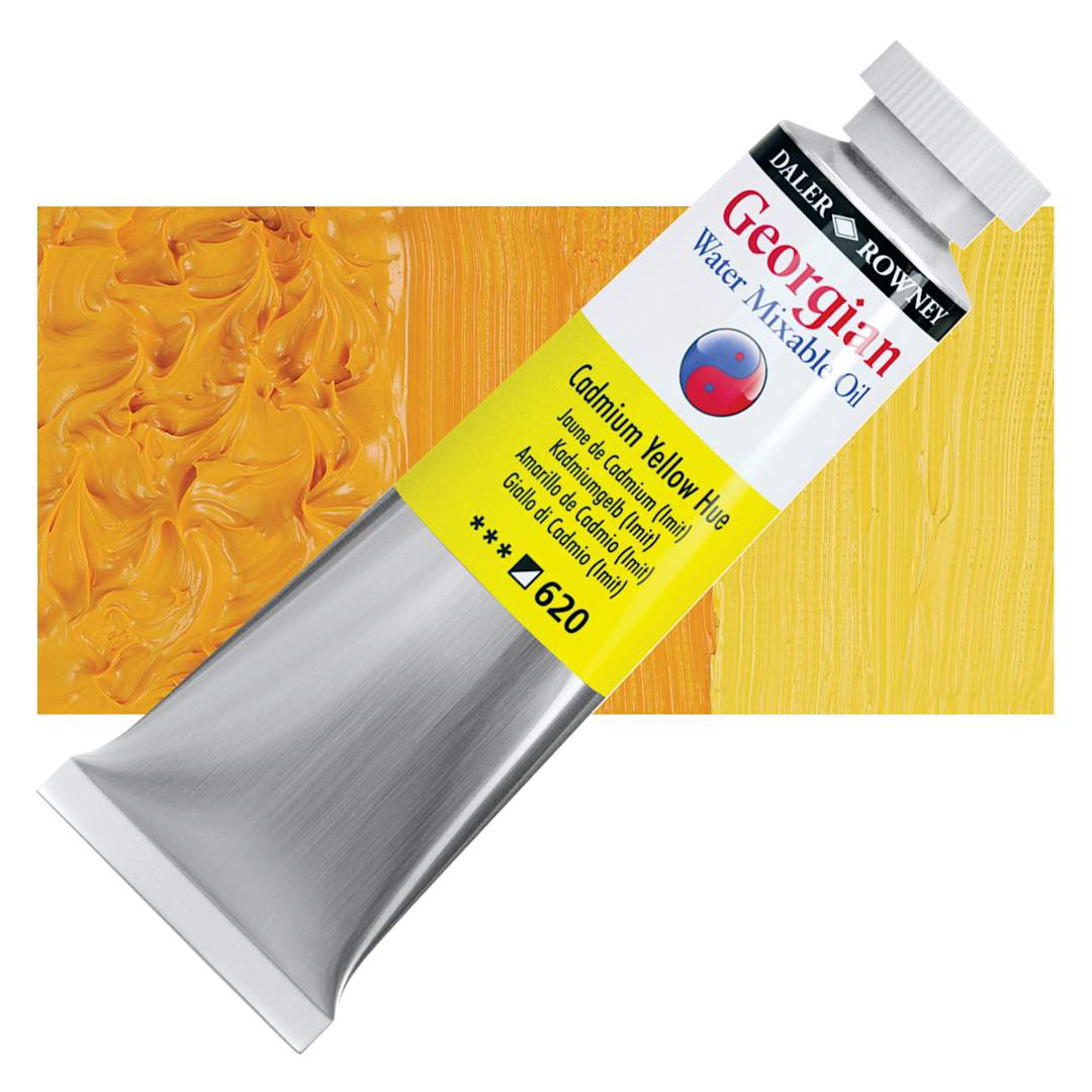 Open in modal - Georgian Water Mixable Oil - Cadmium Yellow Hue, 37 ml tube and swatch