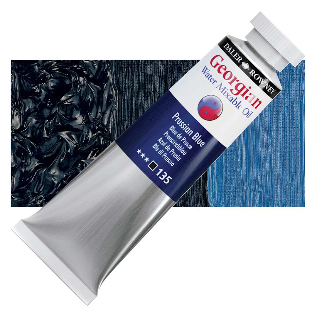 Open in modal - Georgian Water Mixable Oil - Prussian Blue, 37 ml tube and swatch