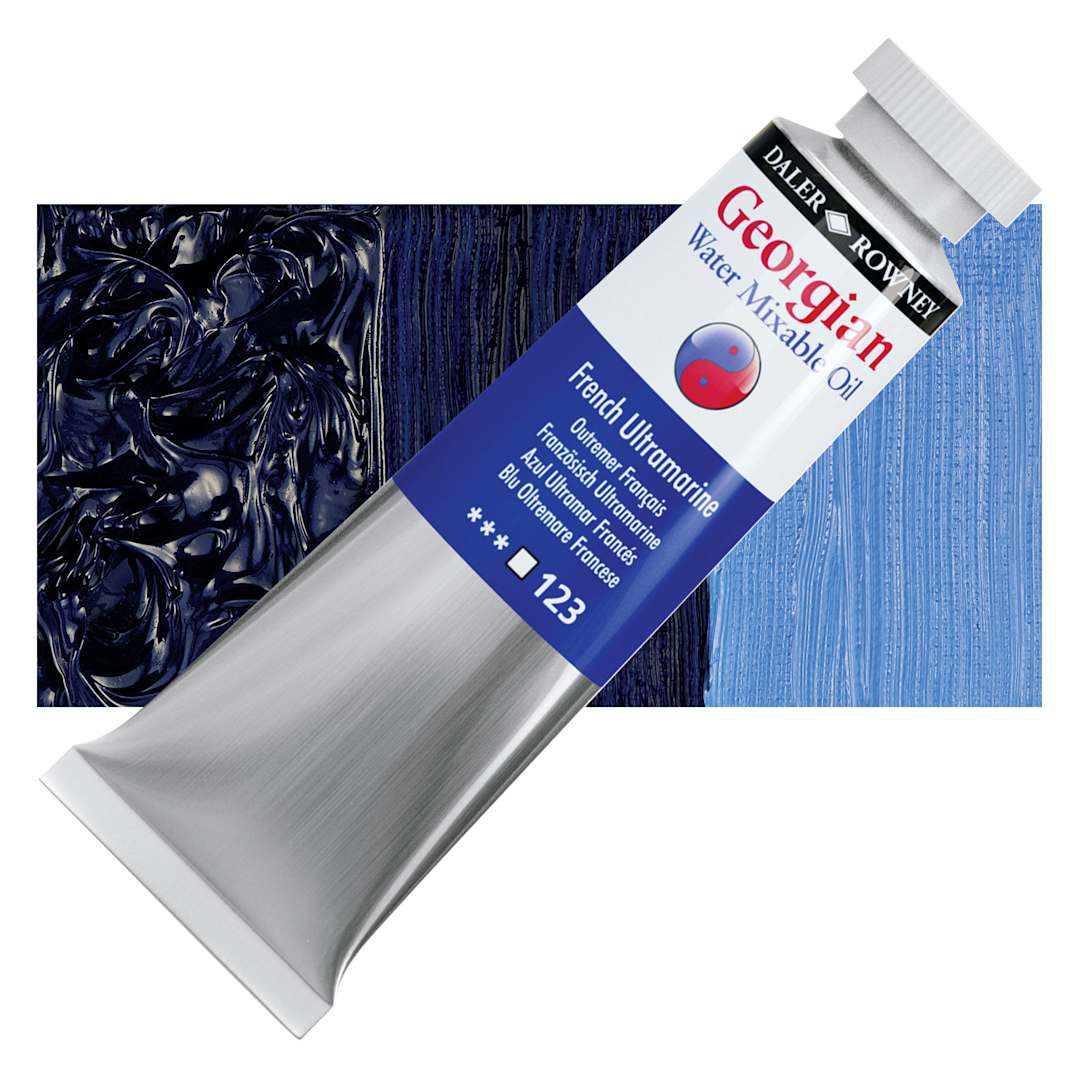 Open in modal - Georgian Water Mixable Oil - French Ultramarine, 37 ml tube and swatch