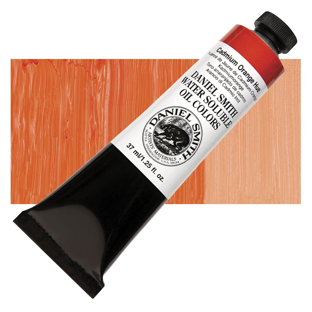 Open in modal - Daniel Smith Water-Soluble Oil - Cadmium Orange Hue, 37 ml Tube and swatch