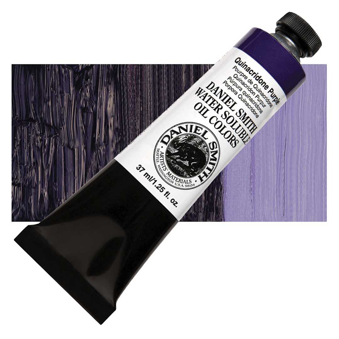 Open in modal - Daniel Smith Water-Soluble Oil - Quinacridone Purple, 37 ml Tube and swatch