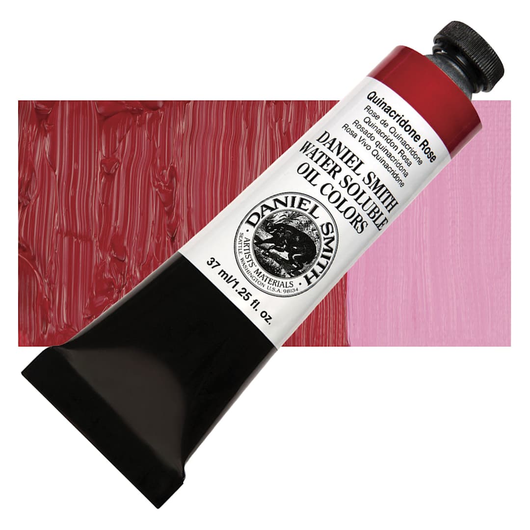 Open in modal - Daniel Smith Water-Soluble Oil - Quinacridone Rose, 37 ml Tube and swatch