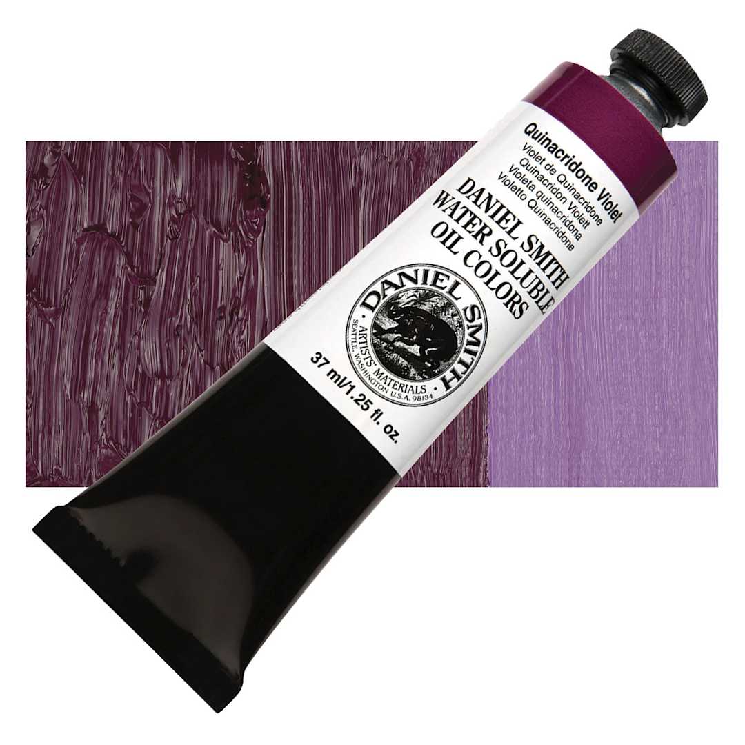 Open in modal - Daniel Smith Water-Soluble Oil - Quinacridone Violet, 37 ml Tube and swatch