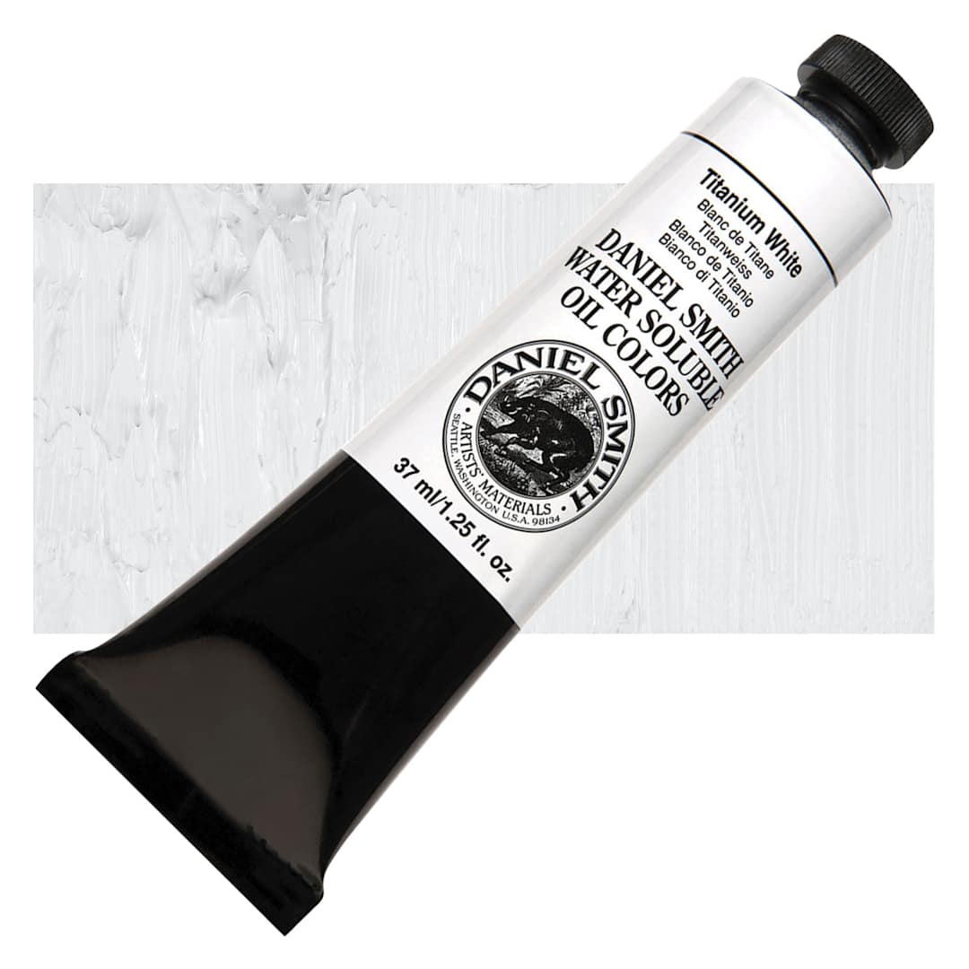Open in modal - Daniel Smith Water-Soluble Oil - Titanium White, 37 ml Tube and swatch