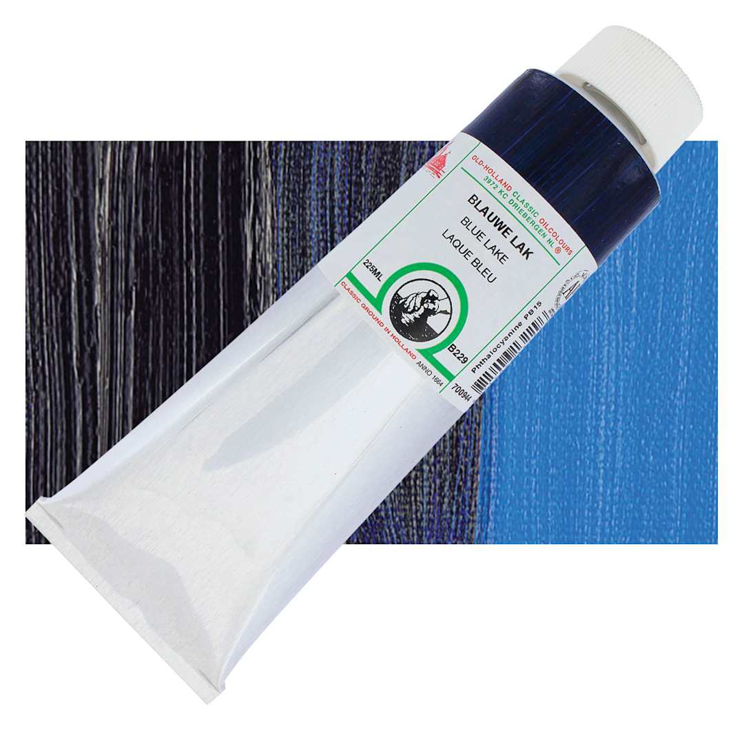 Open in modal - Old Holland Classic Oil Color - Blue Lake, 225 ml tube and swatch