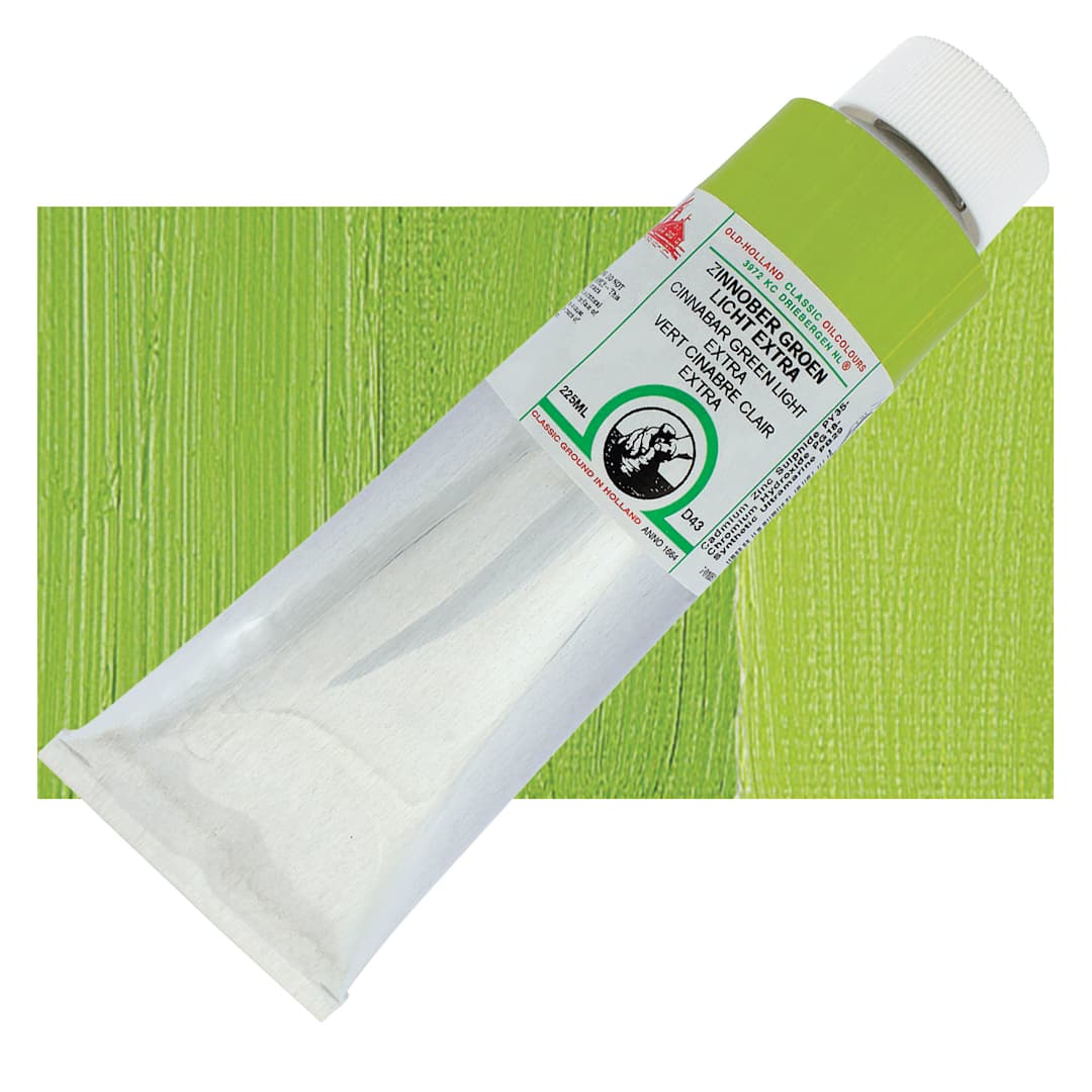 Open in modal - Old Holland Classic Oil Color - Cinnabar Green Light Extra, 225 ml tube and swatch