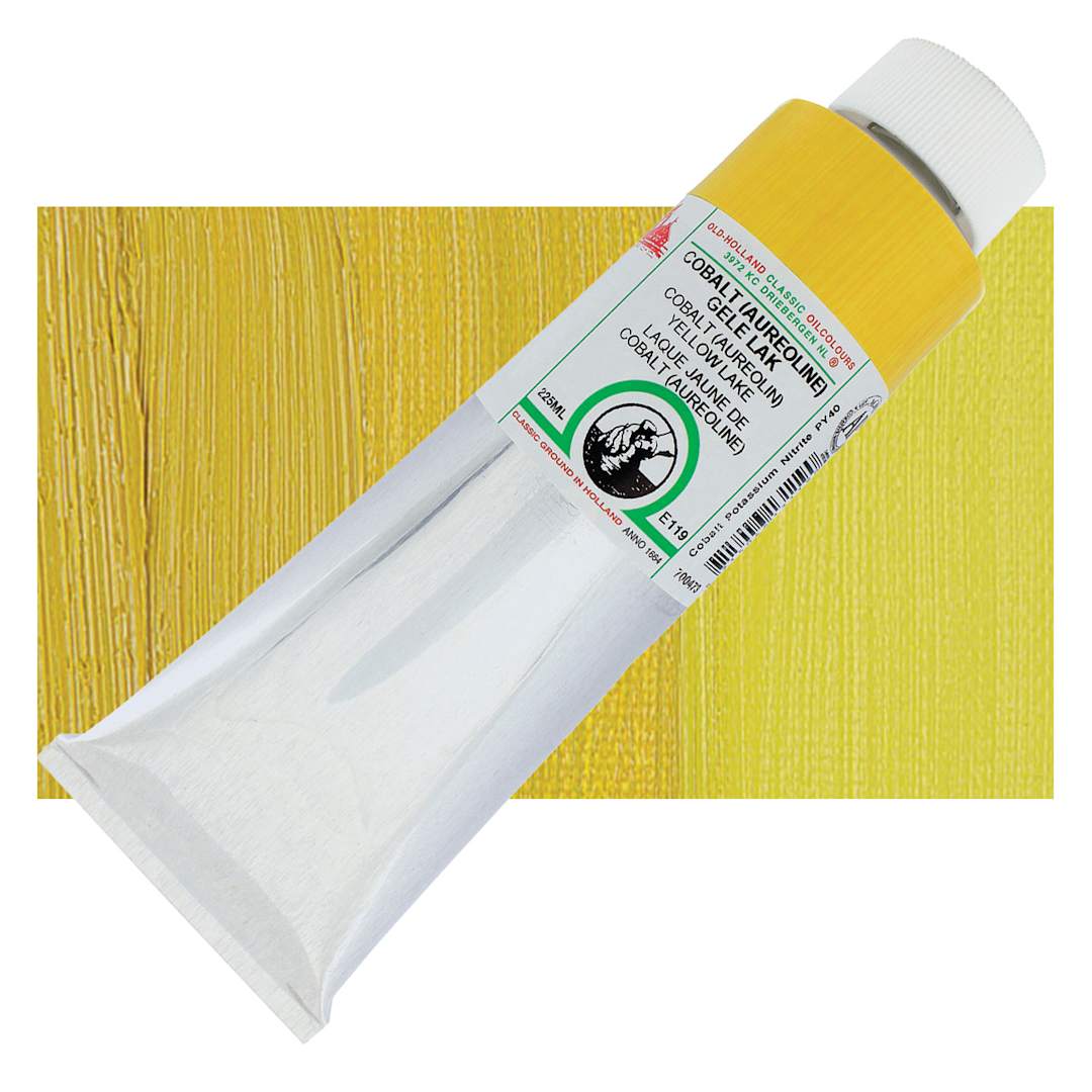 Open in modal - Old Holland Classic Oil Color - Cobalt (Aureolin) Yellow Lake, 225 ml tube and swatch
