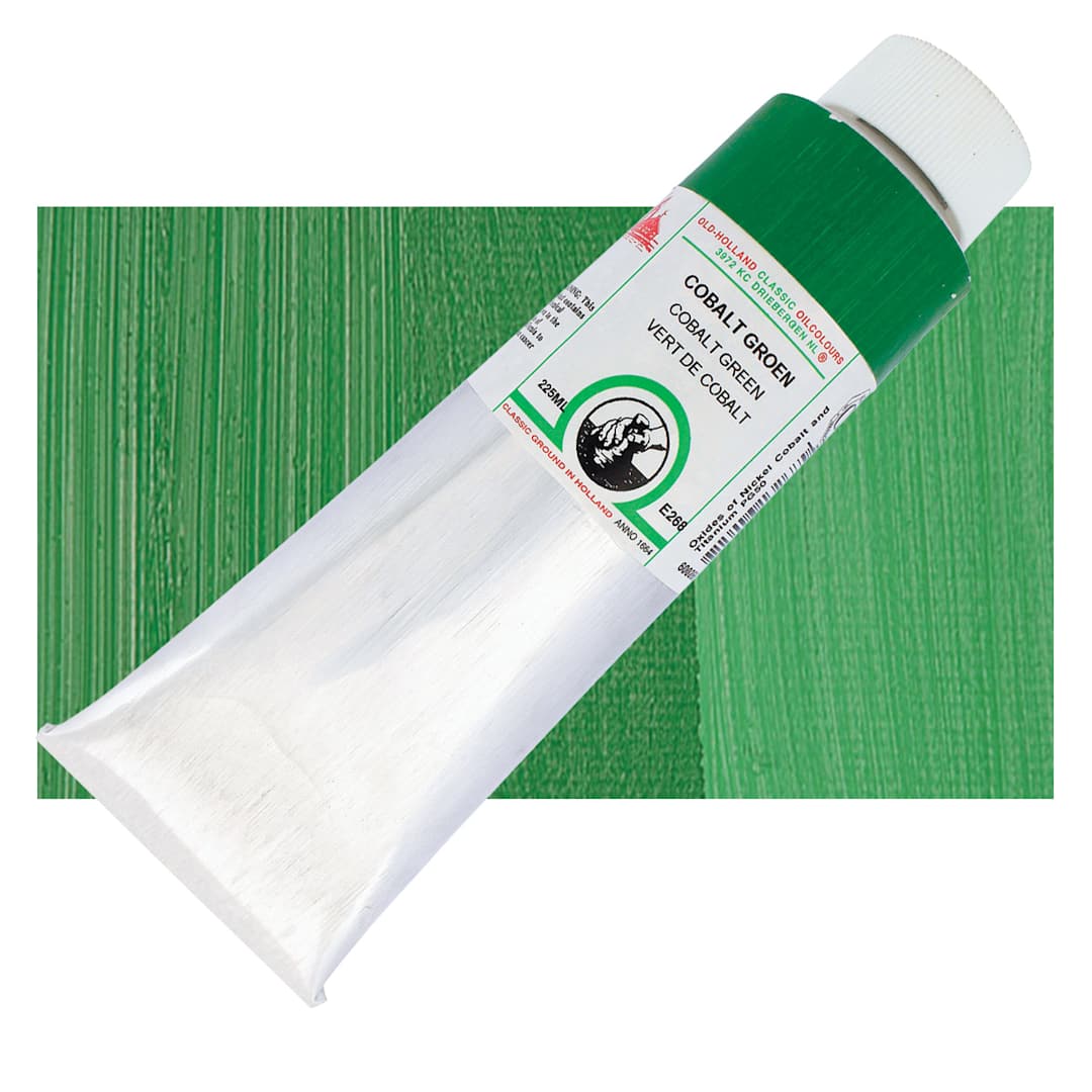 Open in modal - Old Holland Classic Oil Color - Cobalt Green, 225 ml tube and swatch