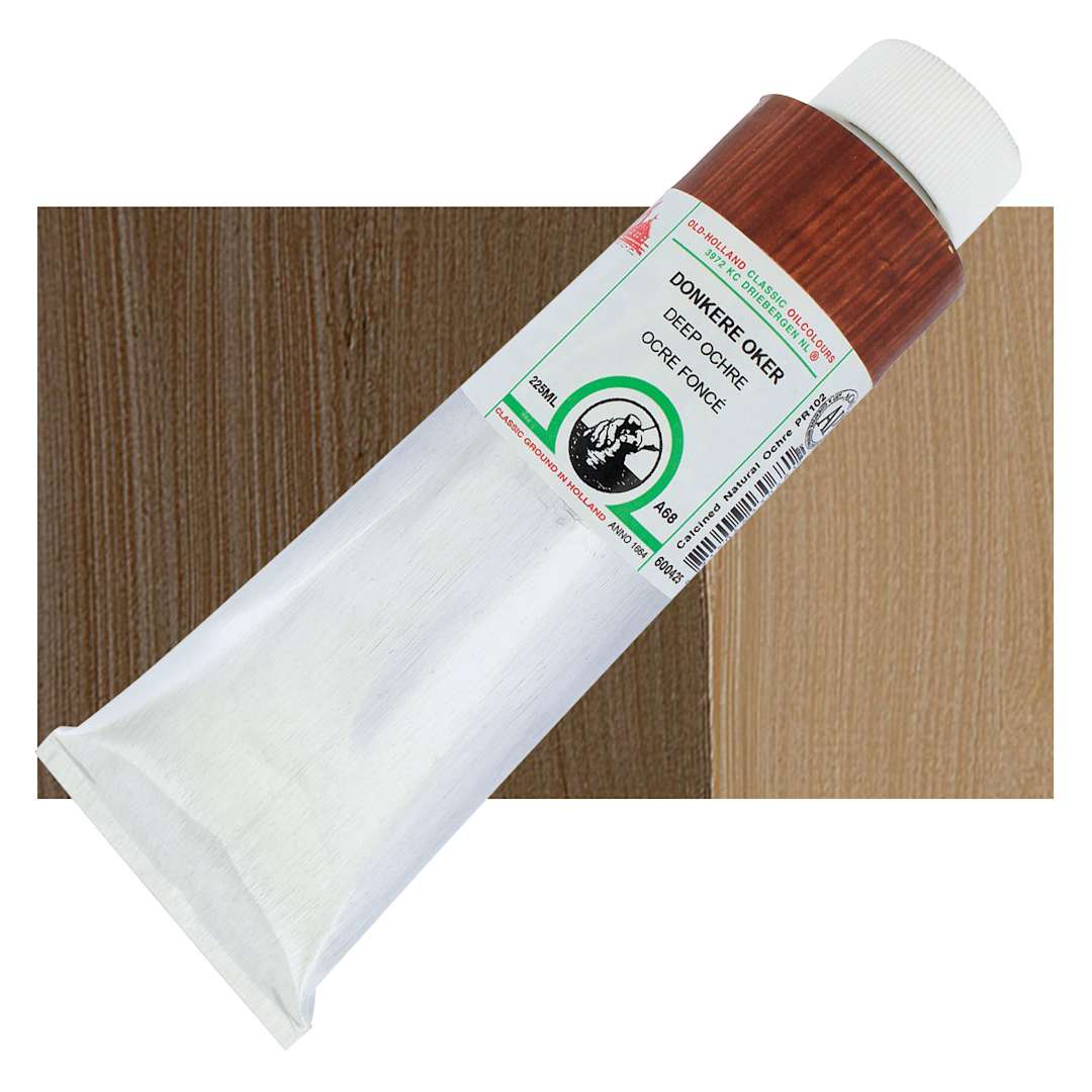 Open in modal - Old Holland Classic Oil Color - Deep Ochre, 225 ml tube and swatch