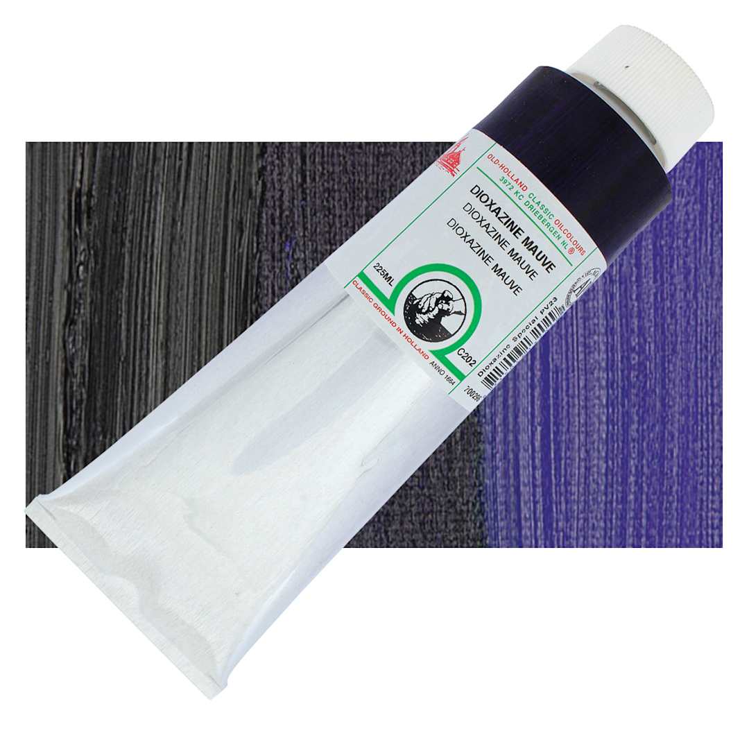 Open in modal - Old Holland Classic Oil Color - Dioxazine Mauve, 225 ml tube and swatch