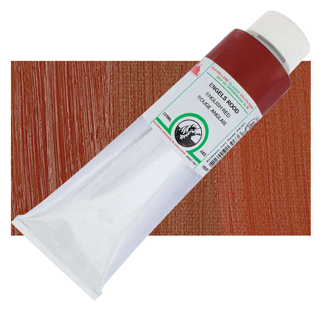 Open in modal - Old Holland Classic Oil Color - English Red, 225 ml tube and swatch