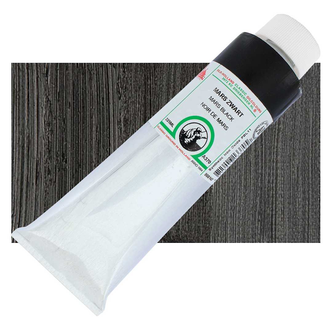 Open in modal - Old Holland Classic Oil Color - Mars Black, 225 ml tube and swatch