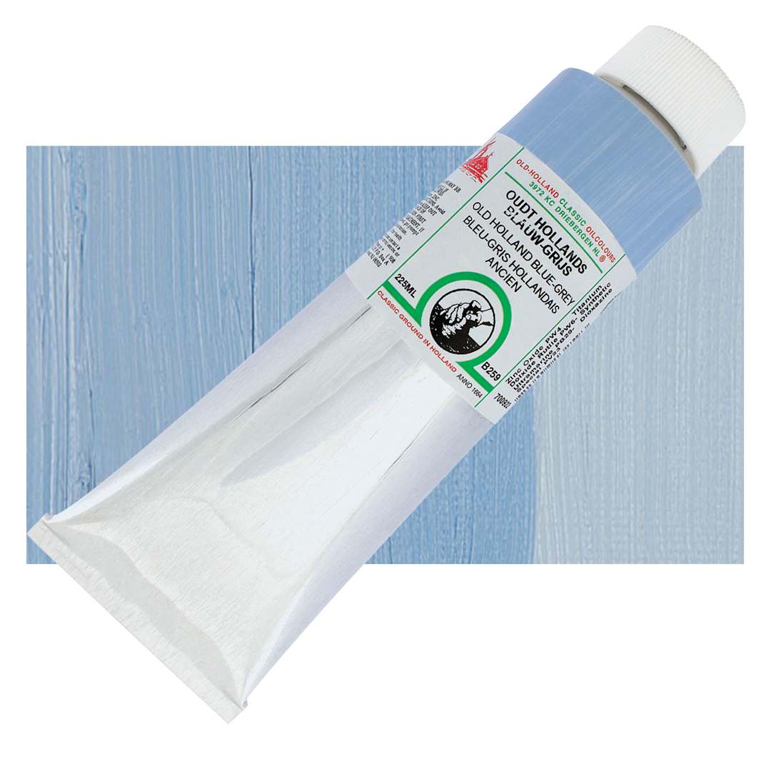 Open in modal - Old Holland Classic Oil Color - Old Holland Blue Gray, 225 ml tube and swatch