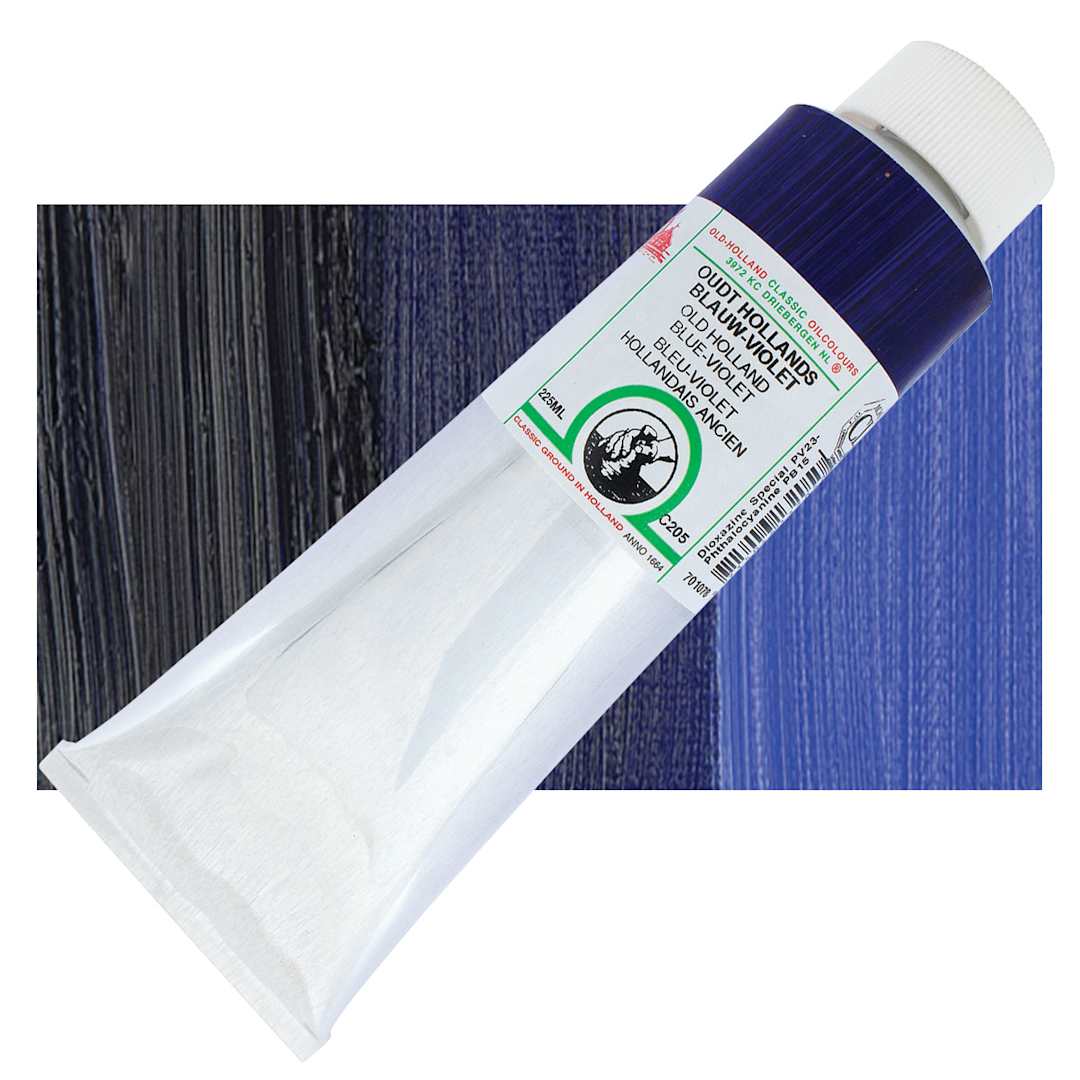 Open in modal - Old Holland Classic Oil Color - Old Holland Blue Violet, 225 ml tube and swatch