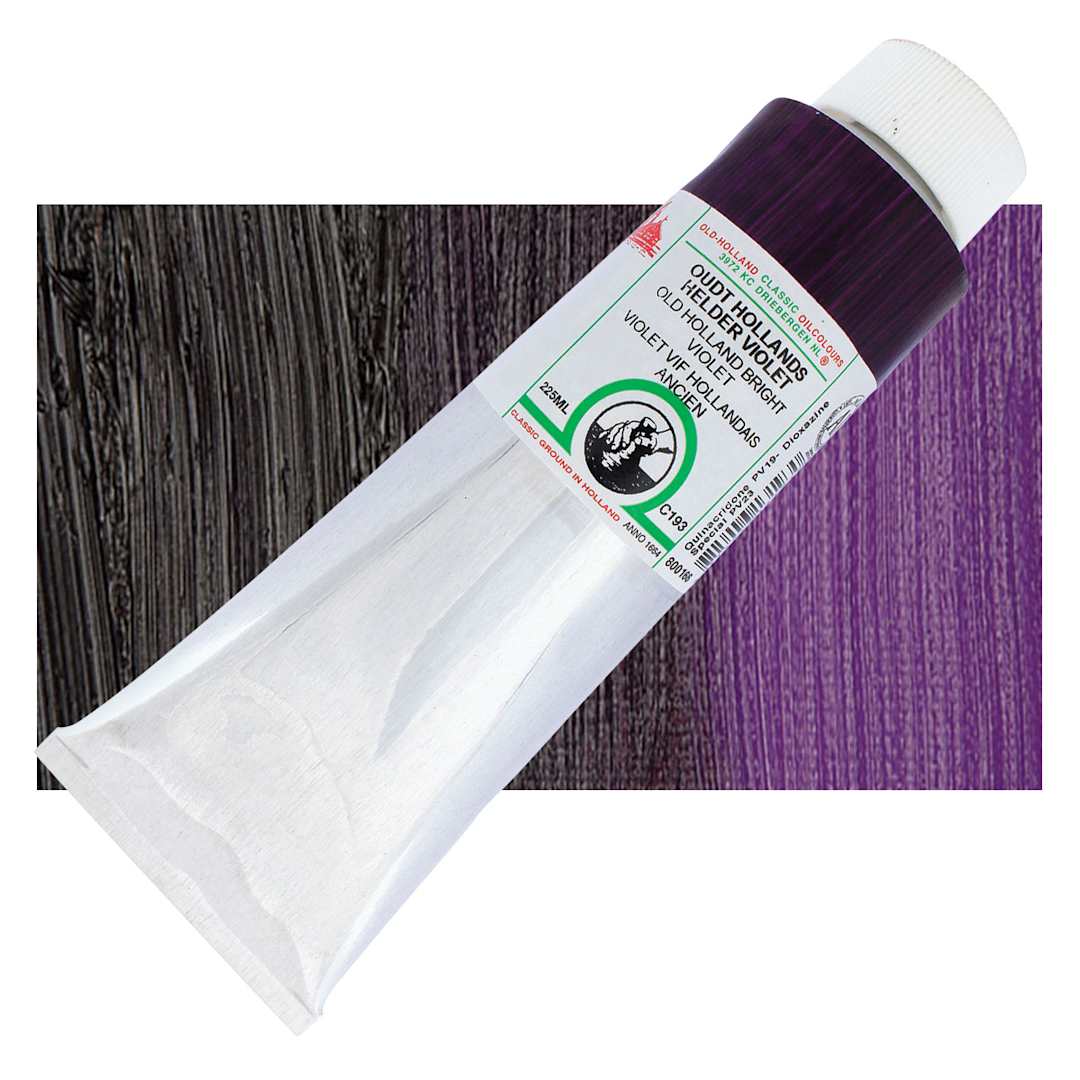 Open in modal - Old Holland Classic Oil Color - Old Holland Bright Violet, 225 ml tube and swatch