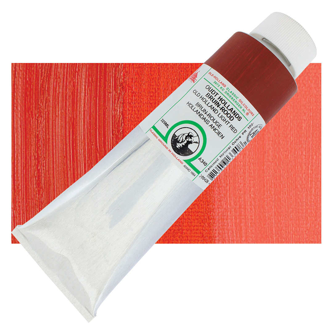 Open in modal - Old Holland Classic Oil Color - Old Holland Light Red, 225 ml tube and swatch