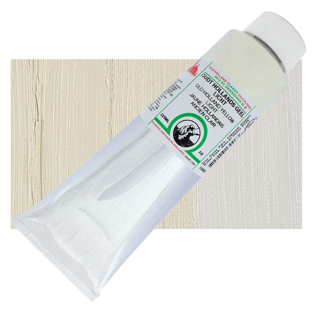 Open in modal - Old Holland Classic Oil Color - Old Holland Yellow Light, 225 ml tube and swatch