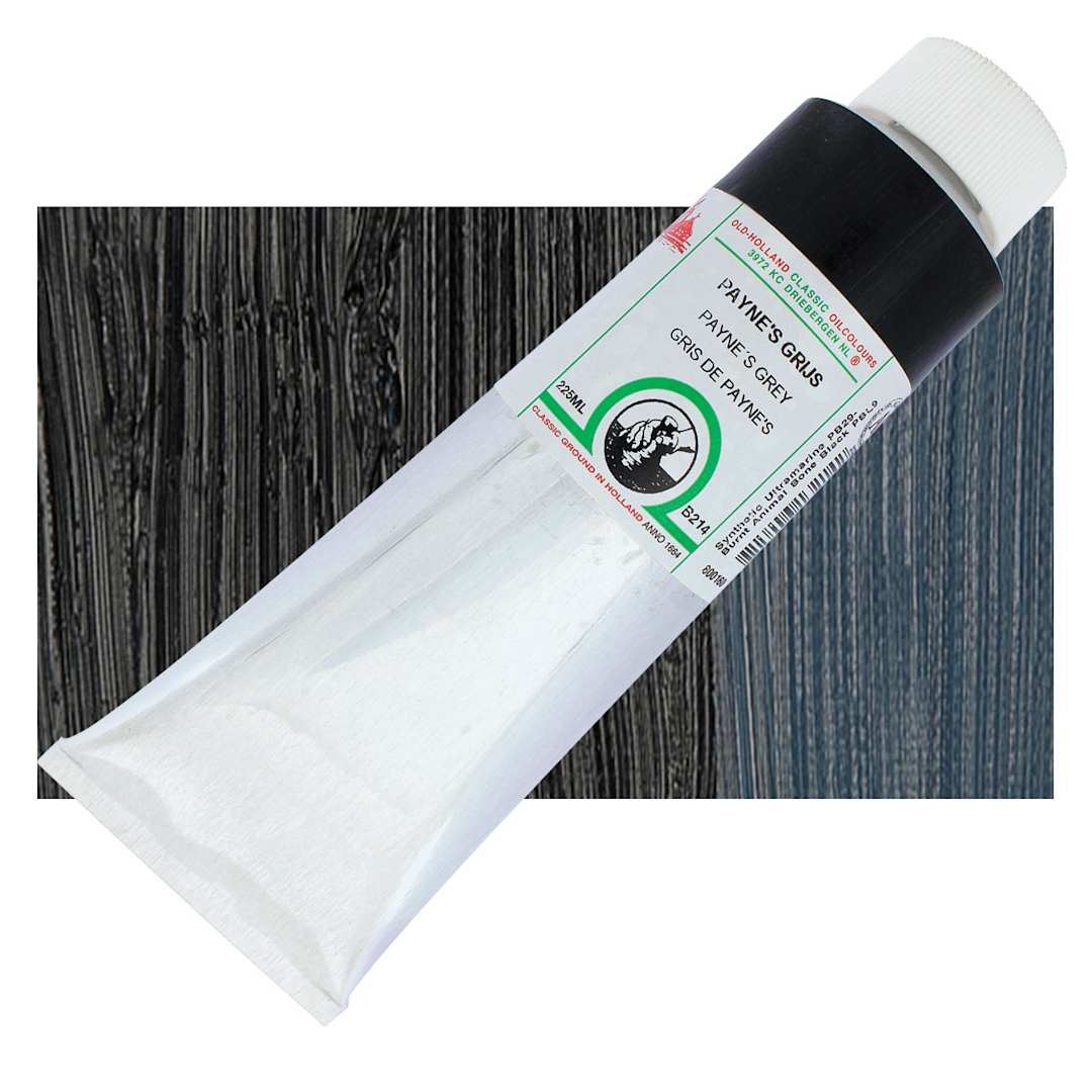 Open in modal - Old Holland Classic Oil Color - Payne's Grey, 225 ml tube and swatch