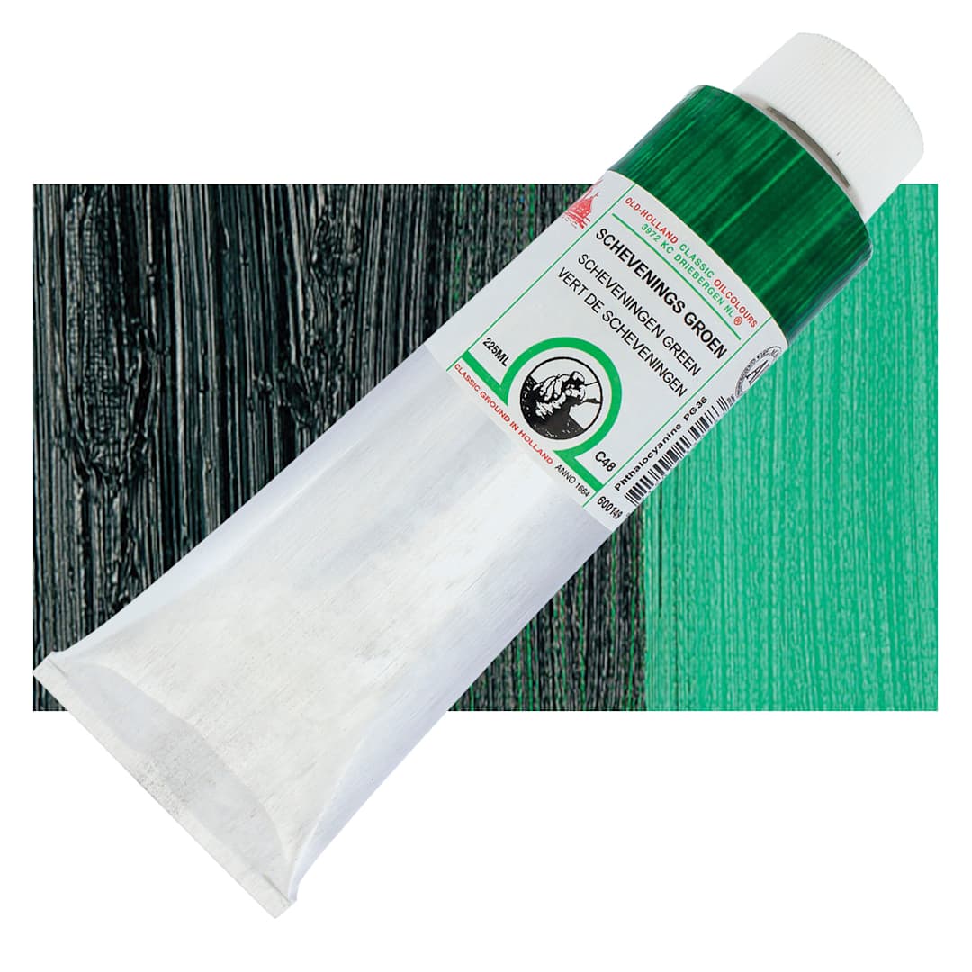 Open in modal - Old Holland Classic Oil Color - Scheveningen Green, 225 ml tube and swatch